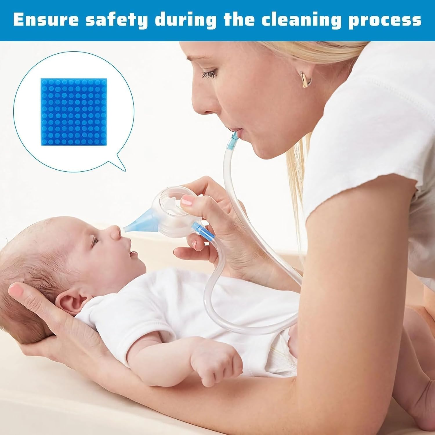 Premium Nasal Aspirator Filters, 100Pcs Baby Nasal Aspirator Hygiene Filter, Baby Snot Sucker Filters, Safe Environmental and Soft Baby Nasal Care, Replacement for Nosefrida Nasal Aspirator image number 1