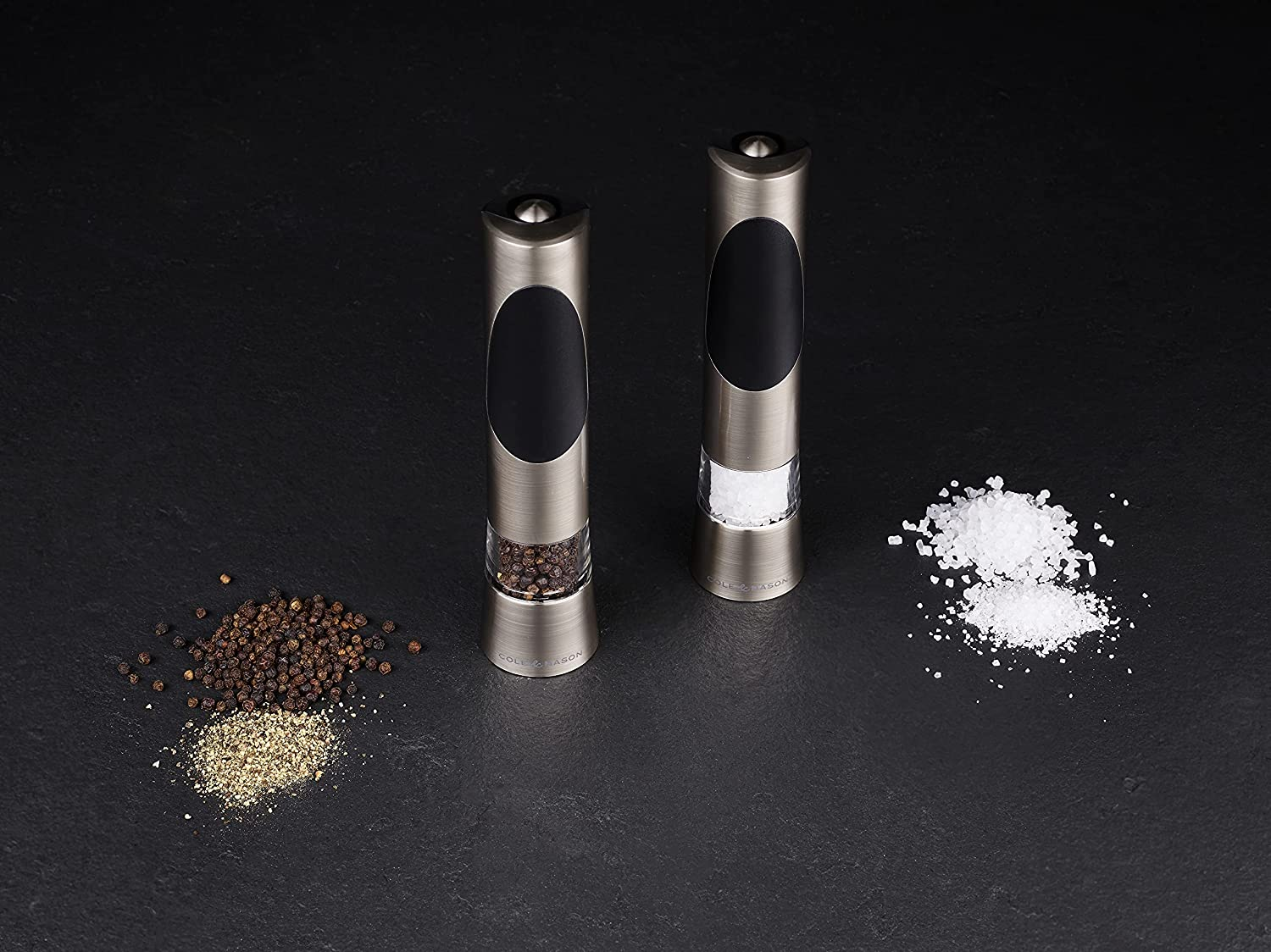 Cole & Mason Richmond Salt and Pepper Mill Gift Set - Electric Grinders with Adjustable Grind Mechanism, One-Handed Operation, Stylish Design, Cooking and Dining Experiences, 215Mm - Silver image number 5
