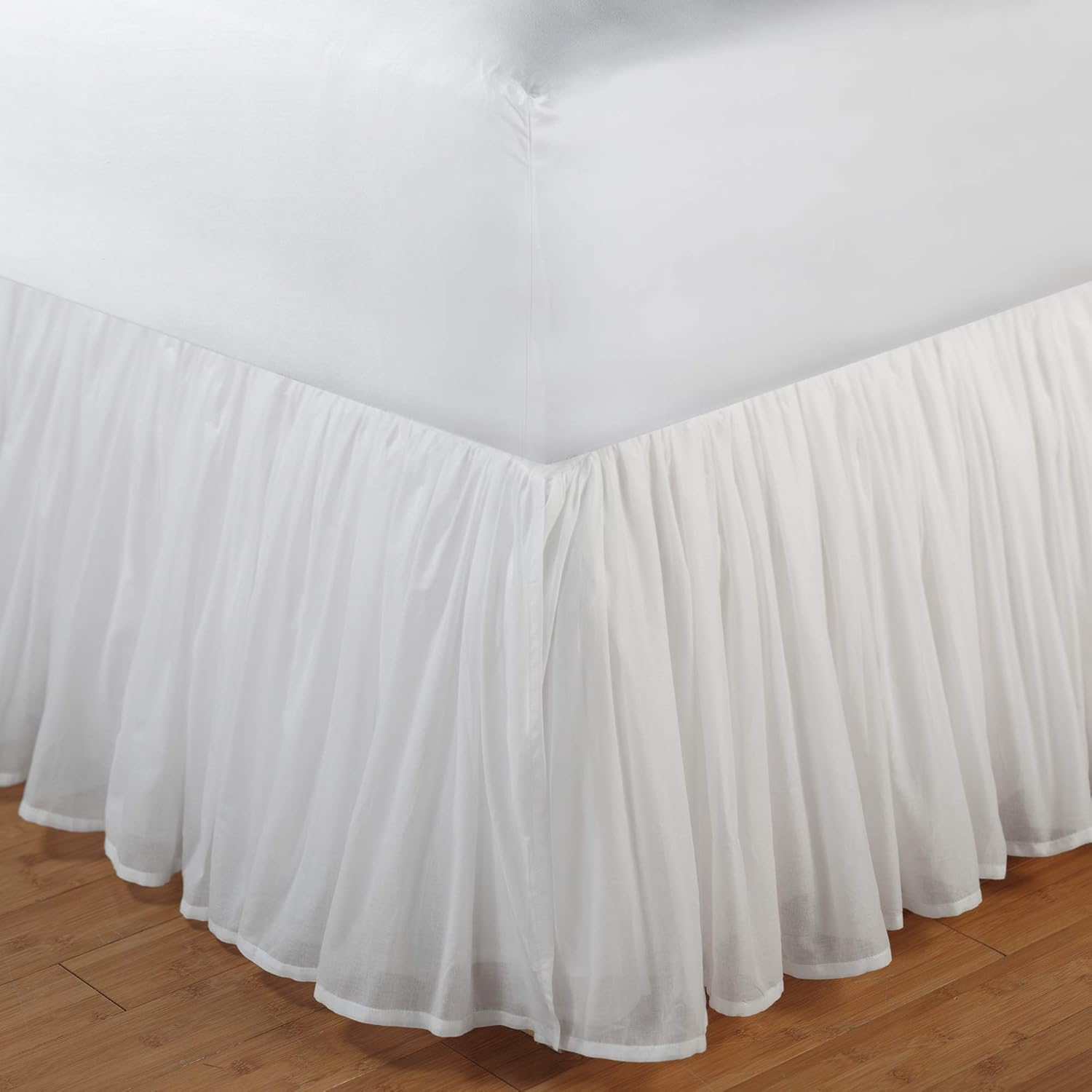 Greenland Home Cotton Voile Dust Ruffle, 15-Inch L, White - King image number 1