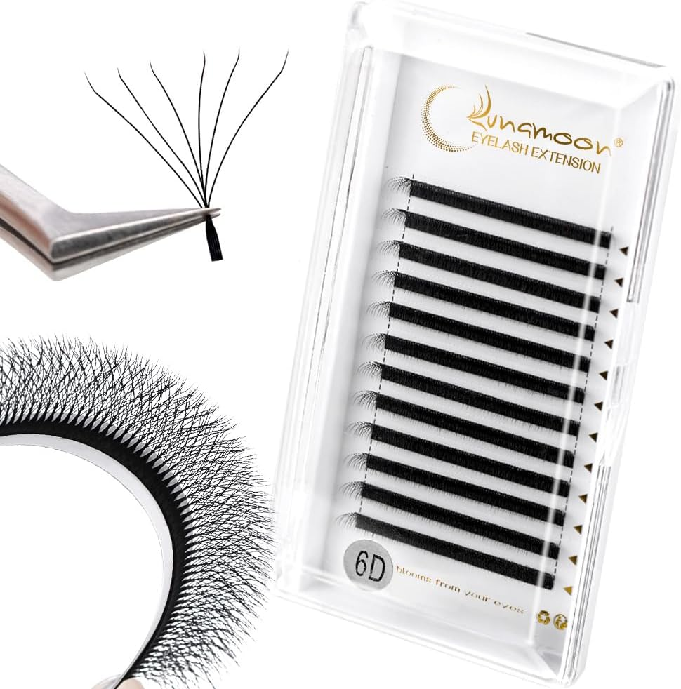 Lunamoon 6D Eyelash Extensions, W Eyelashes, Self-Fanning Lash, Ready-To-Use Fan Eyelash Extensions, Russian Volume Eyelashes, Premade Fans Lashes (6D/0.07C 12 Mm) image number 6