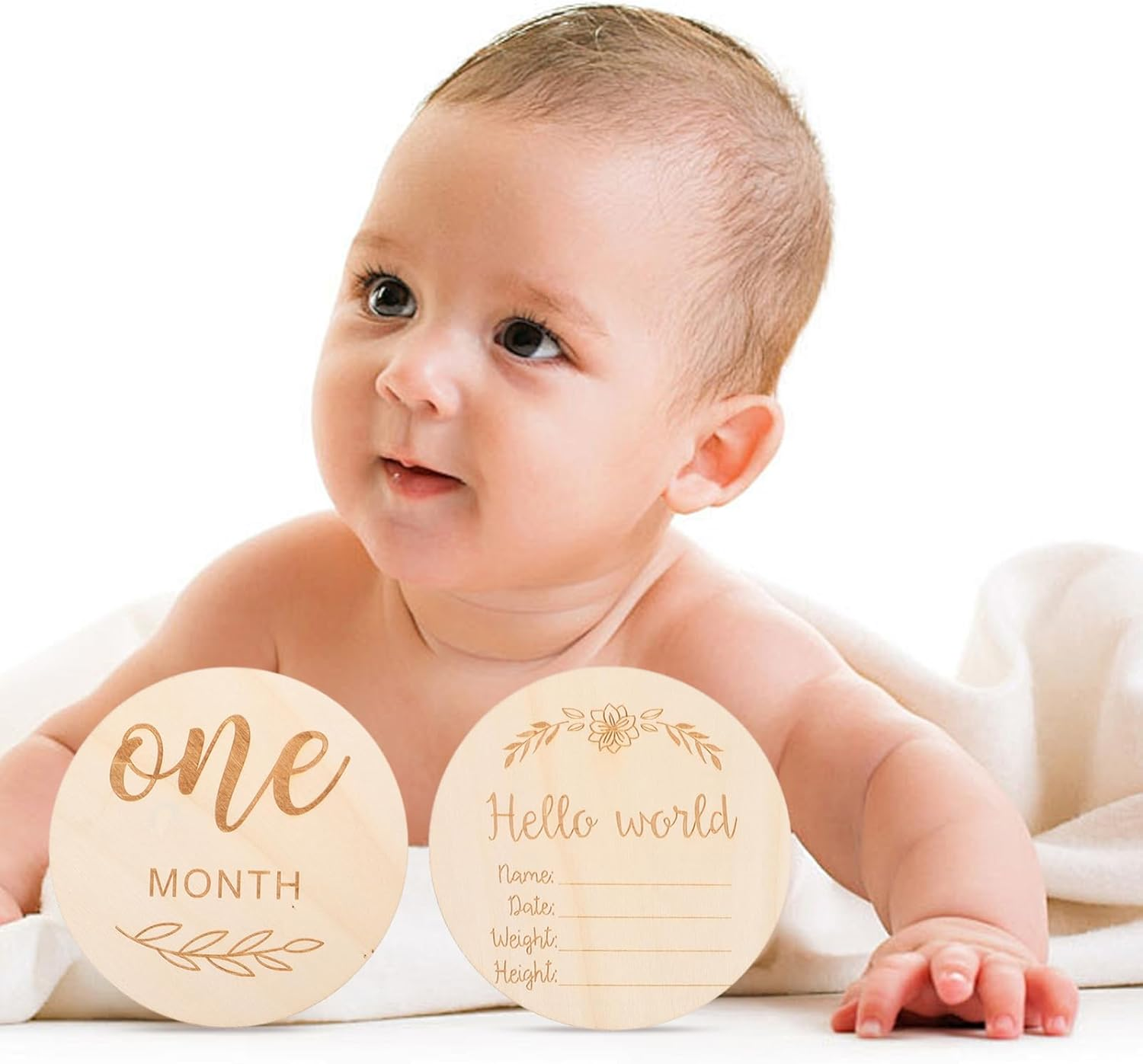 12Pcs Monthly Milestone Wooden Discs Photo Prop Growth Commemorative Cards Photo Cards Newborn Keepsake Plaque for Documentation image number 3