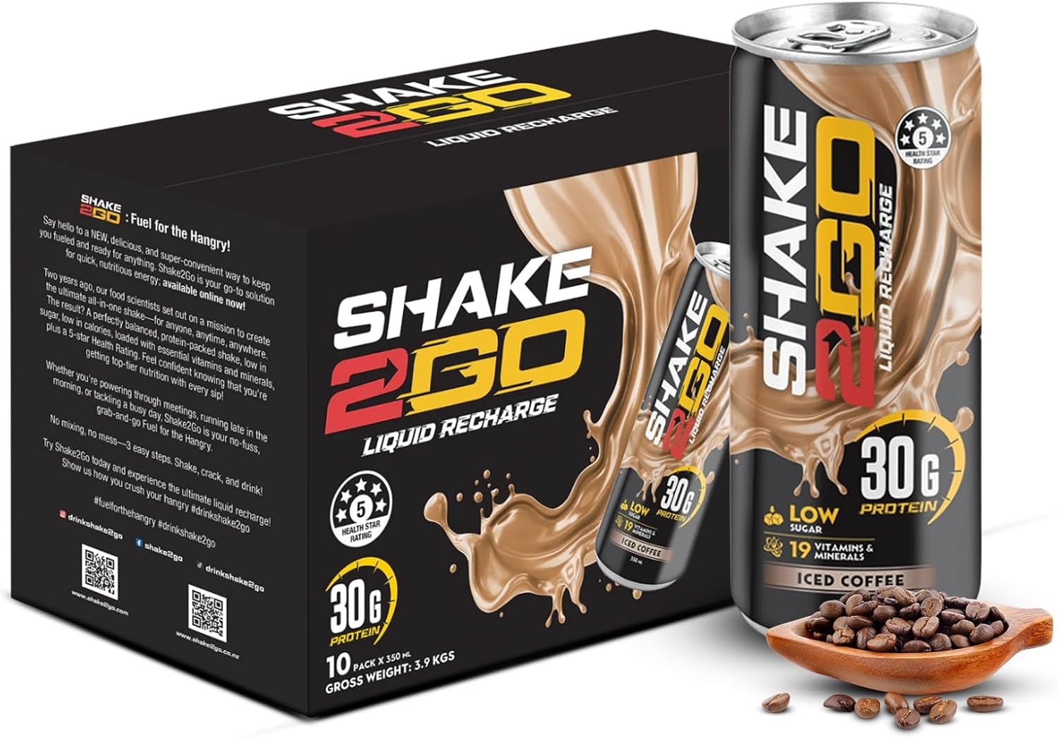 Optislim Shake2Go Ready-To-Drink Protein Shake, 30G Collagen Protein, Low Sugar, 19 Vitamins & Minerals, Healthy Energy Meal Replacement Sports Nutrition Drink (Pack of 10, Vanilla) image number 2