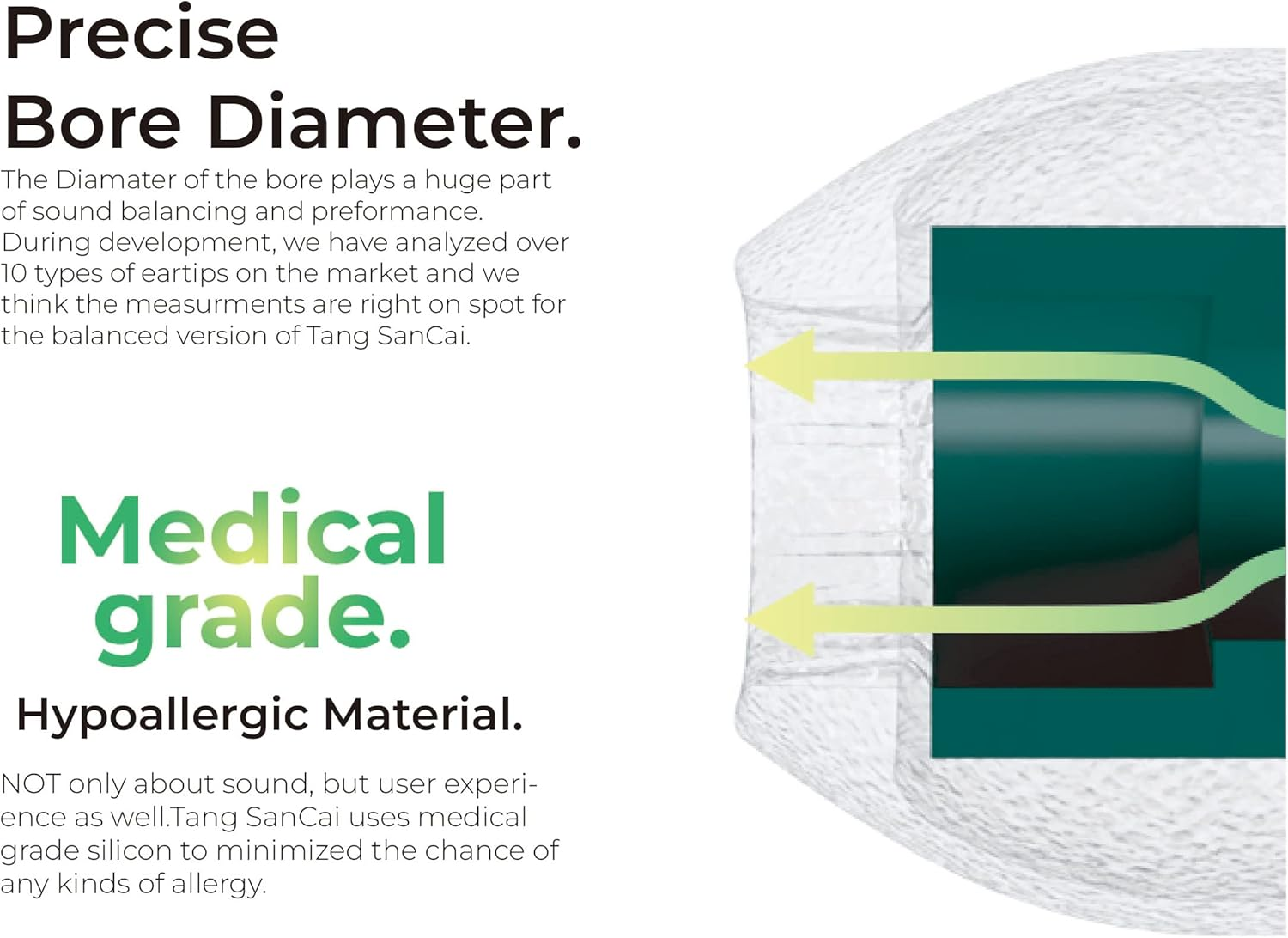 Linsoul TANGZU Tang Sancai in Ear Monitor Ear Plugs, 3 Pairs, Matte Texture Straight Tooth Grooves Eartips for Iems, In-Ear Earphone, Audiophile Musician (S/M/L) image number 1