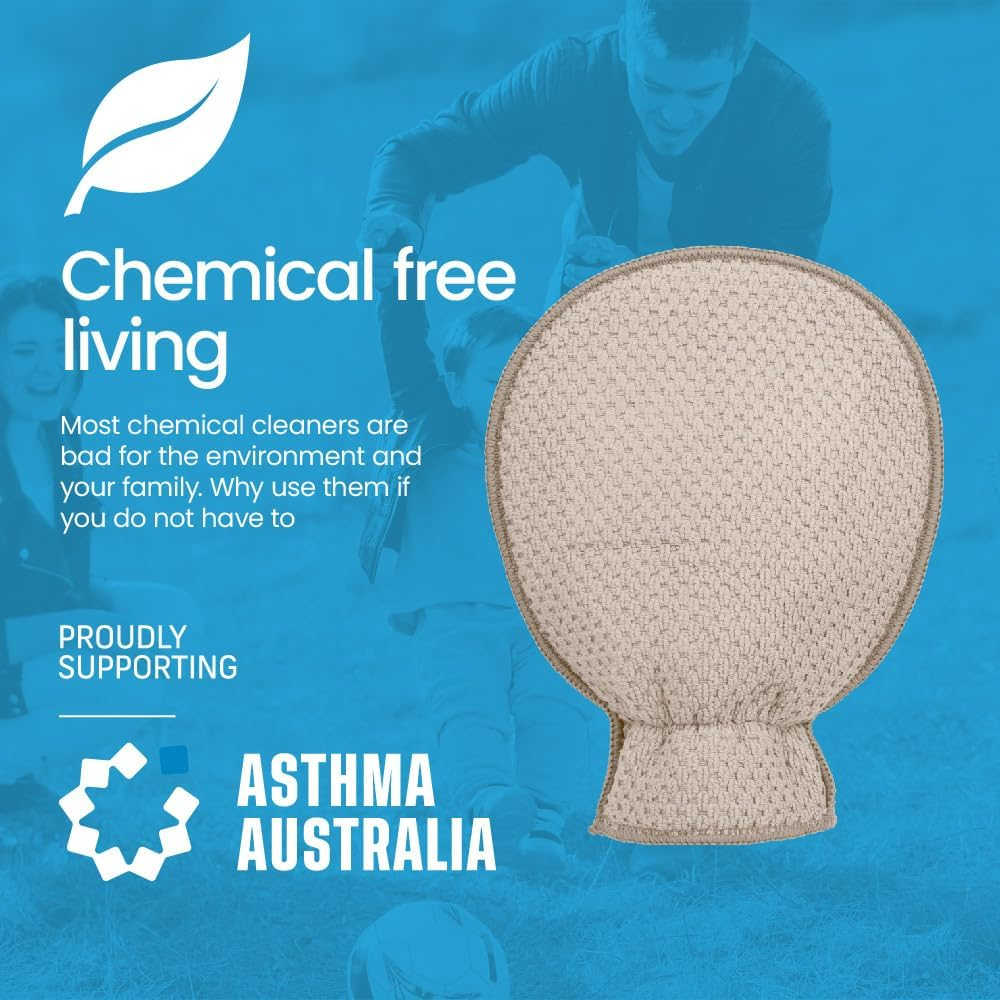 White Magic Eco Cloth Bathroom Cleaning Glove, Pebble &ndash; Dual-Sided Scrubbing & Polishing, Chemical-Free Streak-Free Clean, Made with Recycled Plastic, Machine Washable, 26X20.5Cm image number 5