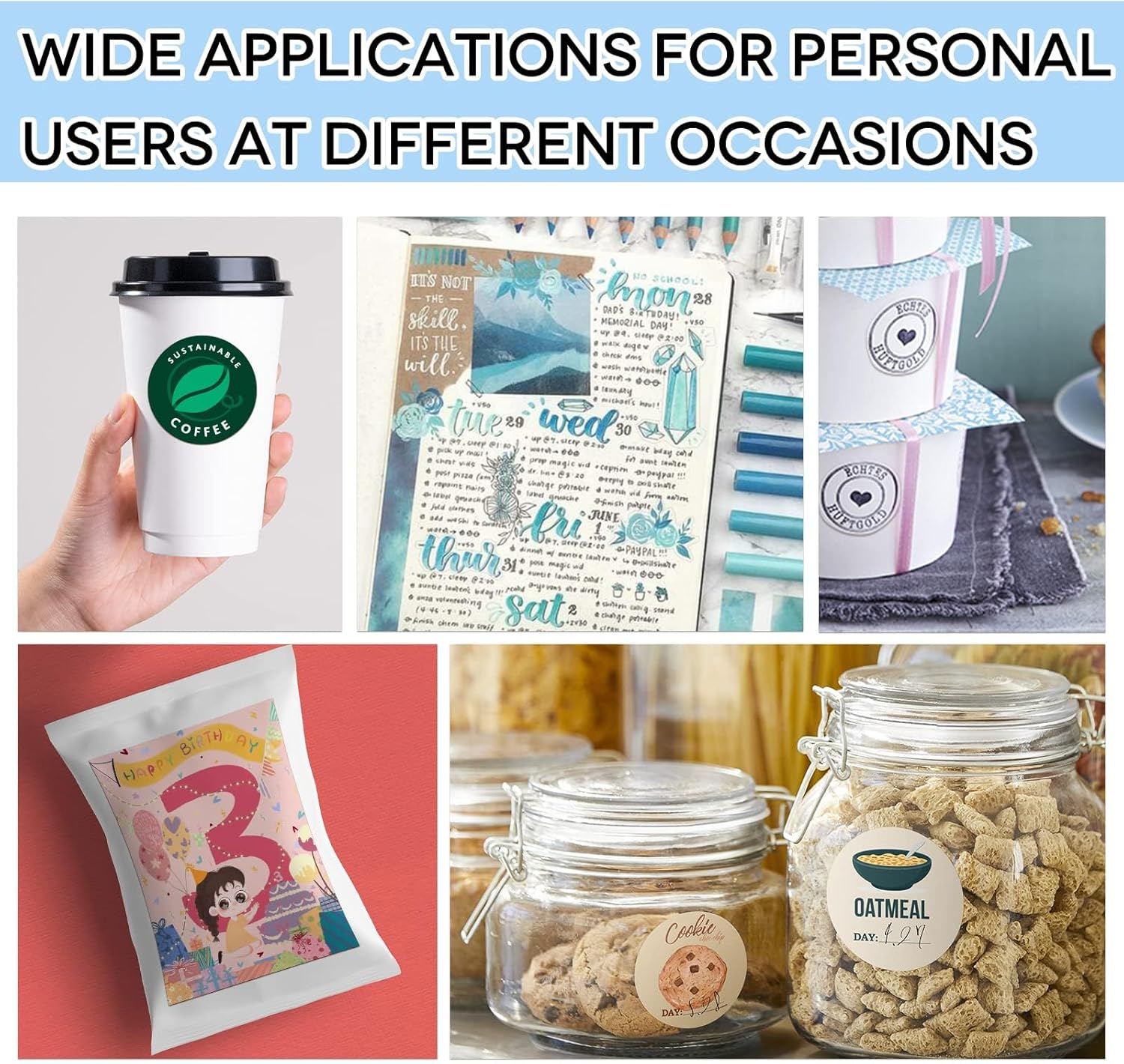 Koala 100 Sheets Sticker Paper Matte White, A4 Size Printable Full Sheet Label Paper for Inkjet Printers image number 3