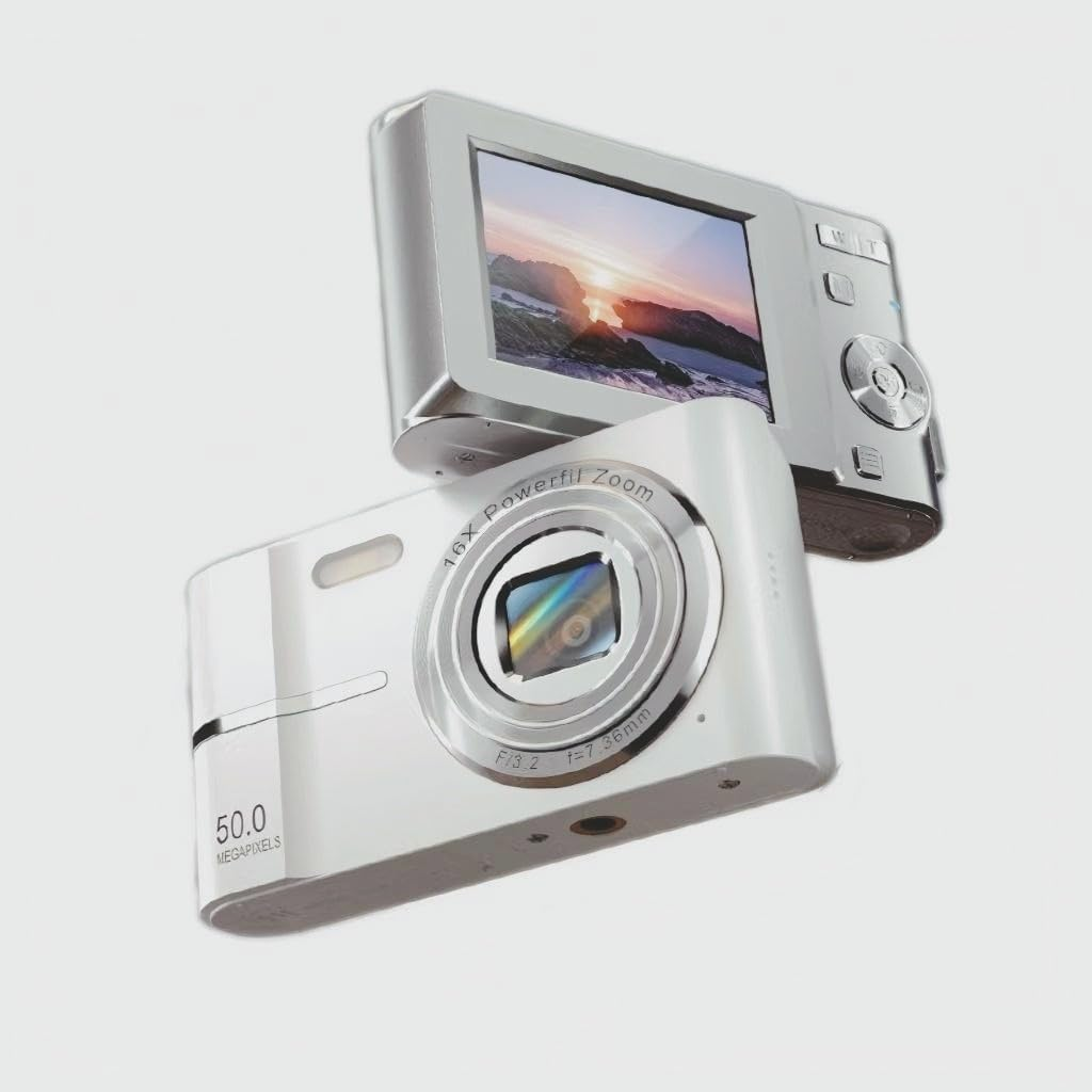 Upgrade Digital Camera, 50MP Full High Definition 1080P Camera with 16X Zoom anti Shake, Compact Camera for Kid Student Children Teen Girl Boy, Kids Camera with 32GB SD Card (Pink) - Green image number 6