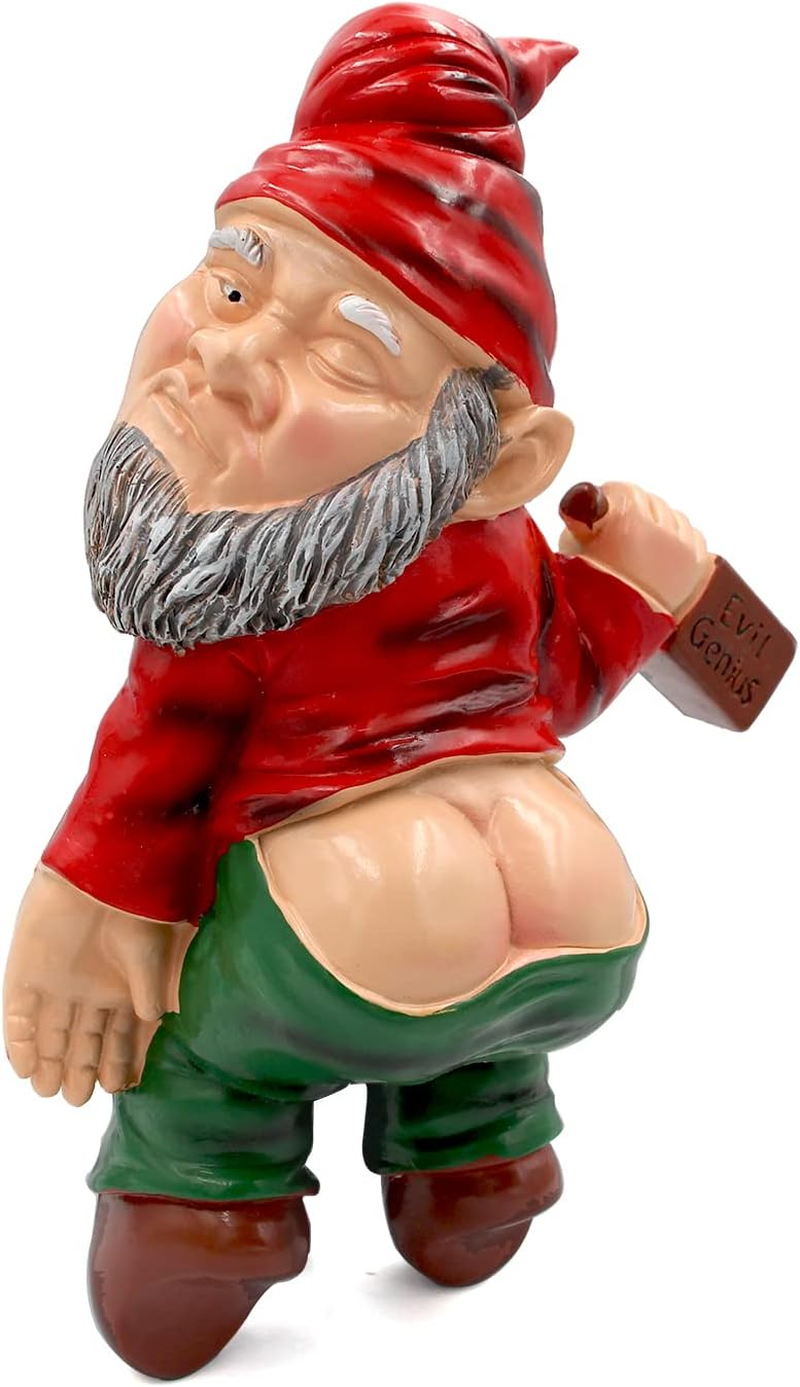 Funny Drunk Dwarf Garden Gnome Statues, Drunk Gnome Creative Garden Statues Decoration, Resin Sculpture Novelty for Outdoor Indoor Patio Lawn Yard Porch Ornament Decor 9.5In*5.9In*3.1In (Red) image number 5