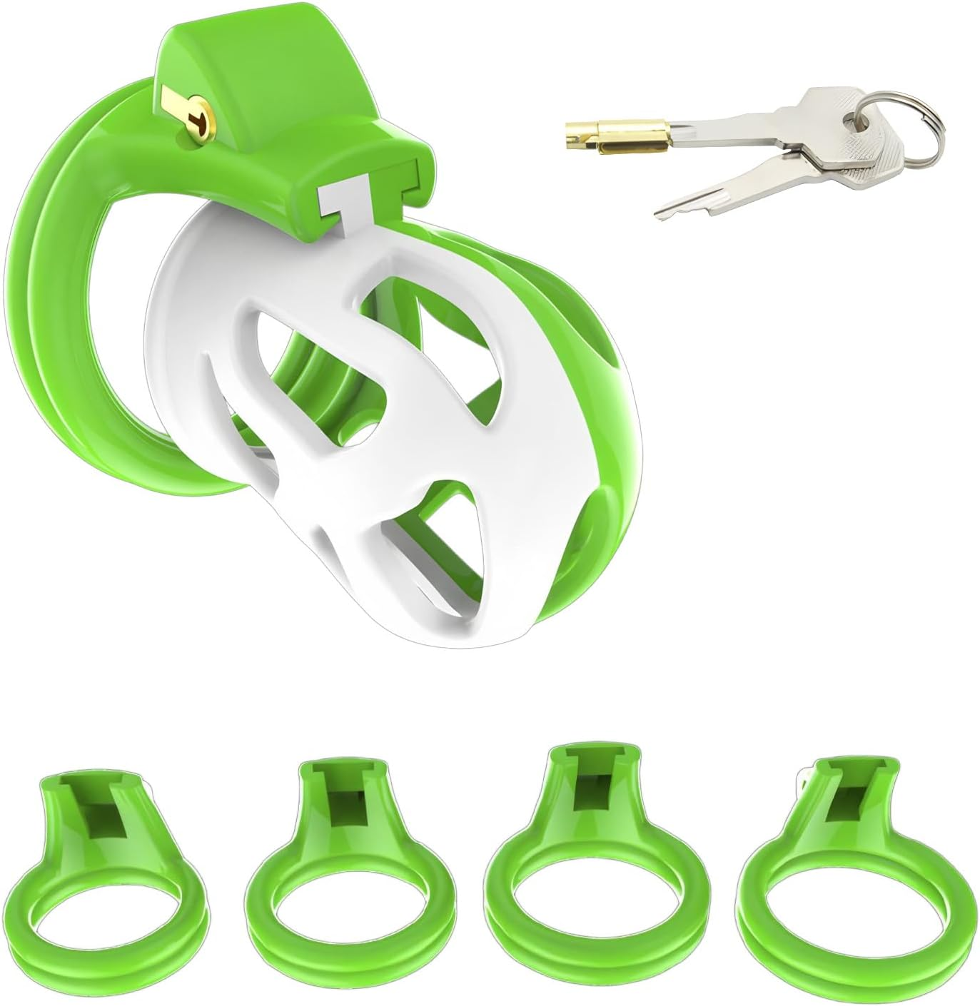 Chastity Cage for Men - Lightweight 3D Printed Honeycomb Penis Cage with 3 Sizes Rings, Invisible Lock & 2 Keys | Body-Safe Resin & ABS | Bondage, Abstinence, SM Sex Toy (Pink)