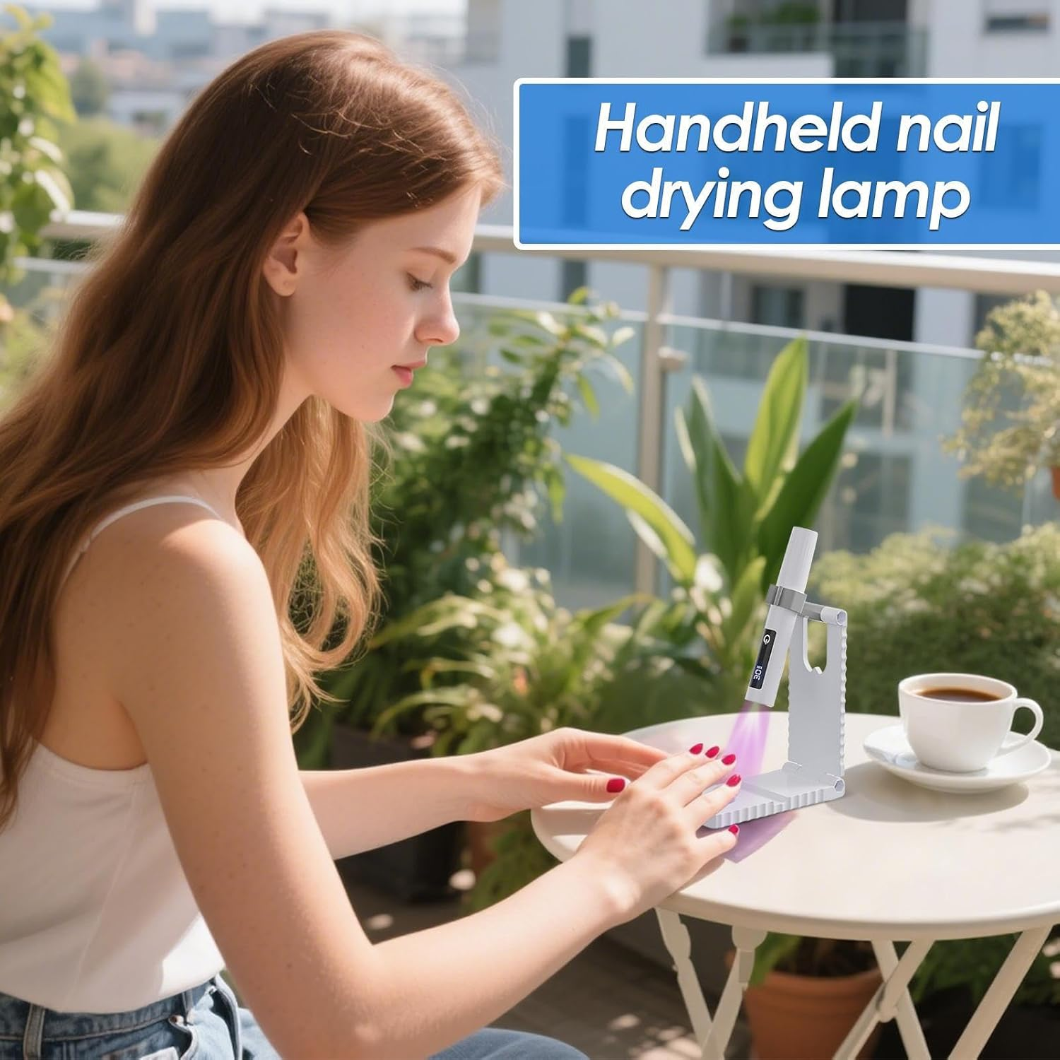 Small UV Light for Nails - Fingernail Curing Dryer USB Charging | LCD Display Nail Light with 2 Timing Modes for Camping Airplane Road Trip Desk Salon Studio Home Girls - Pink image number 2