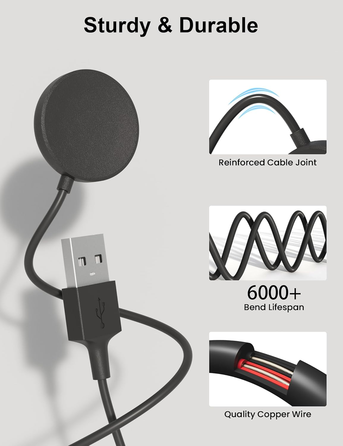 Bicmice Charging Station for Samsung Galaxy Watch 5 Pro,5 Charger 3.3Ft 100Cm Samsung Galaxy 4.4 Classic, 3, Watch Charging Cable Galaxy Active 2.1 Smart Watch USB Charging Station image number 3