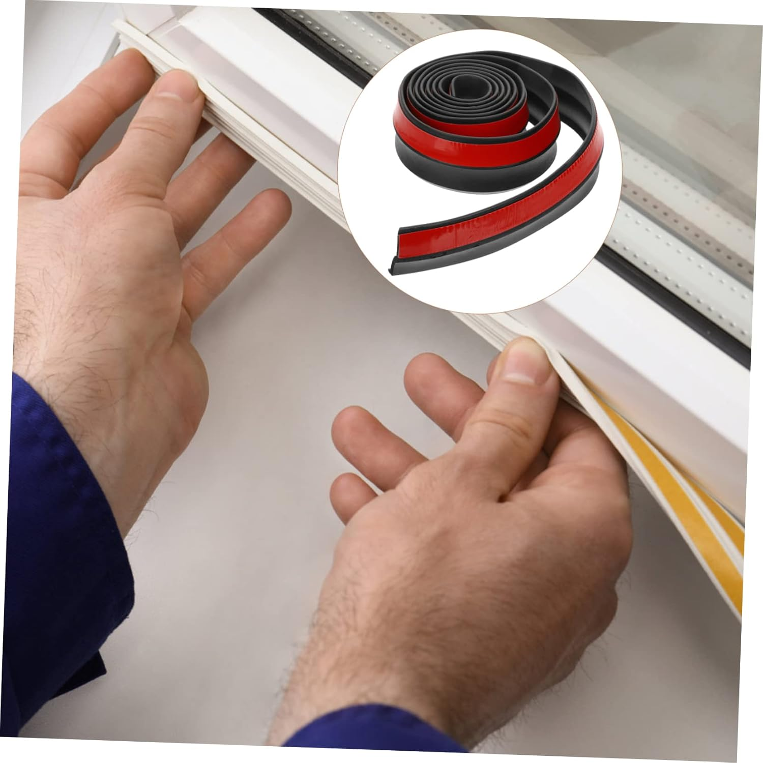 DOITOOL Self-Adhesive Rubber Strip Rubber Gasket Material Roll for DIY Sealing Weather Stripping Warehouse Flooring Protection image number 5