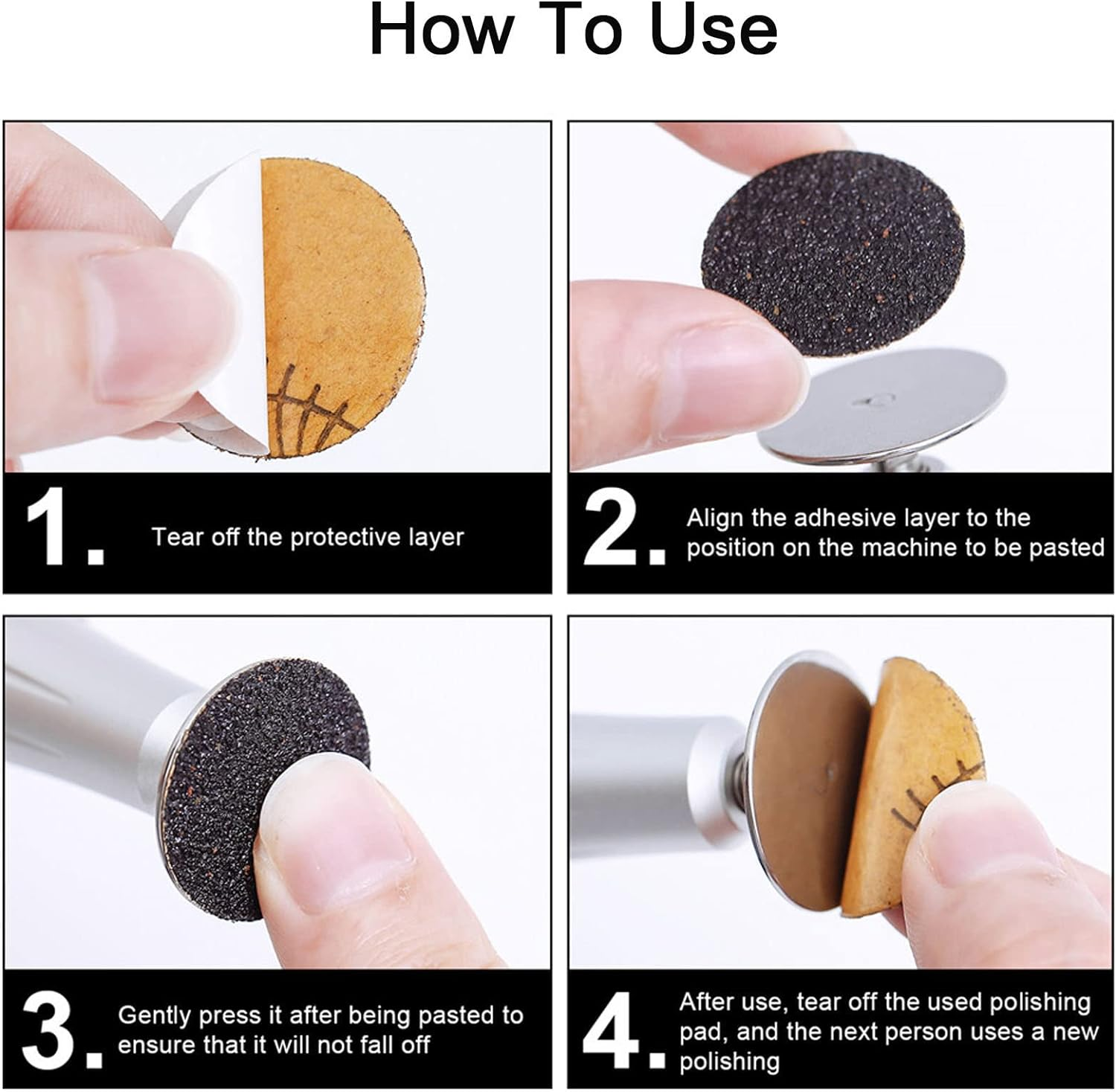 60Pcs Replacement Sandpaper Disk with Metal Nail Drill Bit,25Mm Self-Adhesive Pedicure Sanding Paper Disc Pads for Manicure Pedicure,80/120/180# Grit image number 5