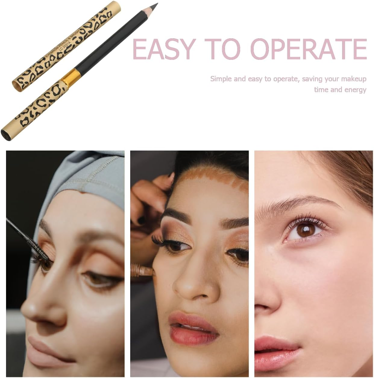 GANAZONO 2Pcs Waterproof Dual-Ended Eyebrow Pencil Brush, Black Eyebrow Shaper for Natural Makeup and Wear, Suitable for Daily Use and Travel - Brown image number 4