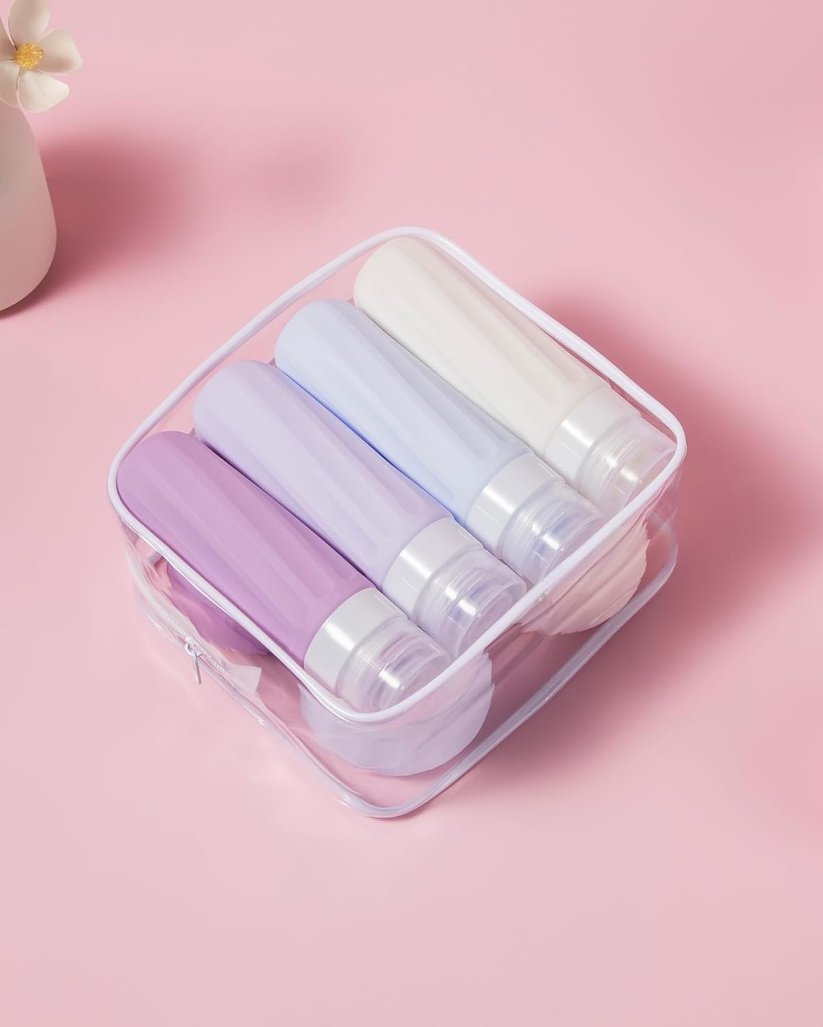 Mrsdry Travel Bottles for Toiletries 8 Pack, Travel Size Toiletries, Tsa Approved Travel Size Containers 3Oz, with Travel Essentials Clear Bag, Leak Proof Silicone Squeezable Creams Jars image number 1