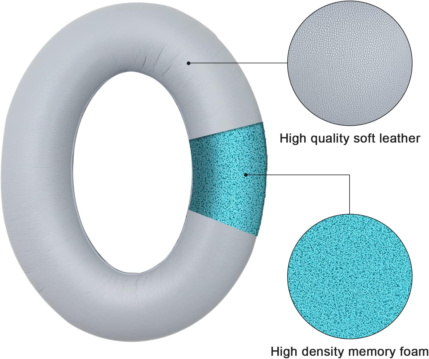 Replacement Earpads Cushions for Bose Quietcomfort 35/Quiet Comfort 35 II (QC 35/QC35 Ii), Headphone Ear Covers, High Density Memory Cotton, Soft Leather, Adaptive Noise Isolation Headphones Pads. - Black image number 4