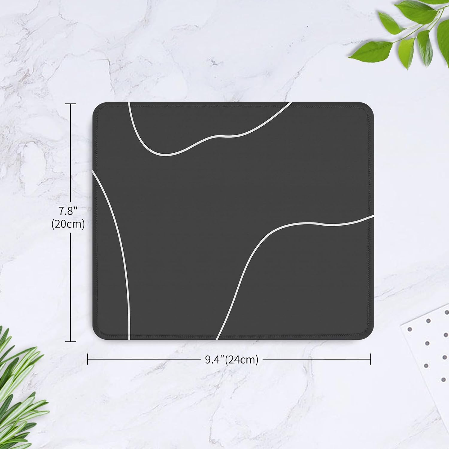 Square Aesthetic Cute Heart Mouse Pad Office Home Personalized Mouse Mat Waterproof Mouse Pad Non-Slip Rubber Base Computer Mouse Pads for Wireless Mouse,Black（Line） image number 4