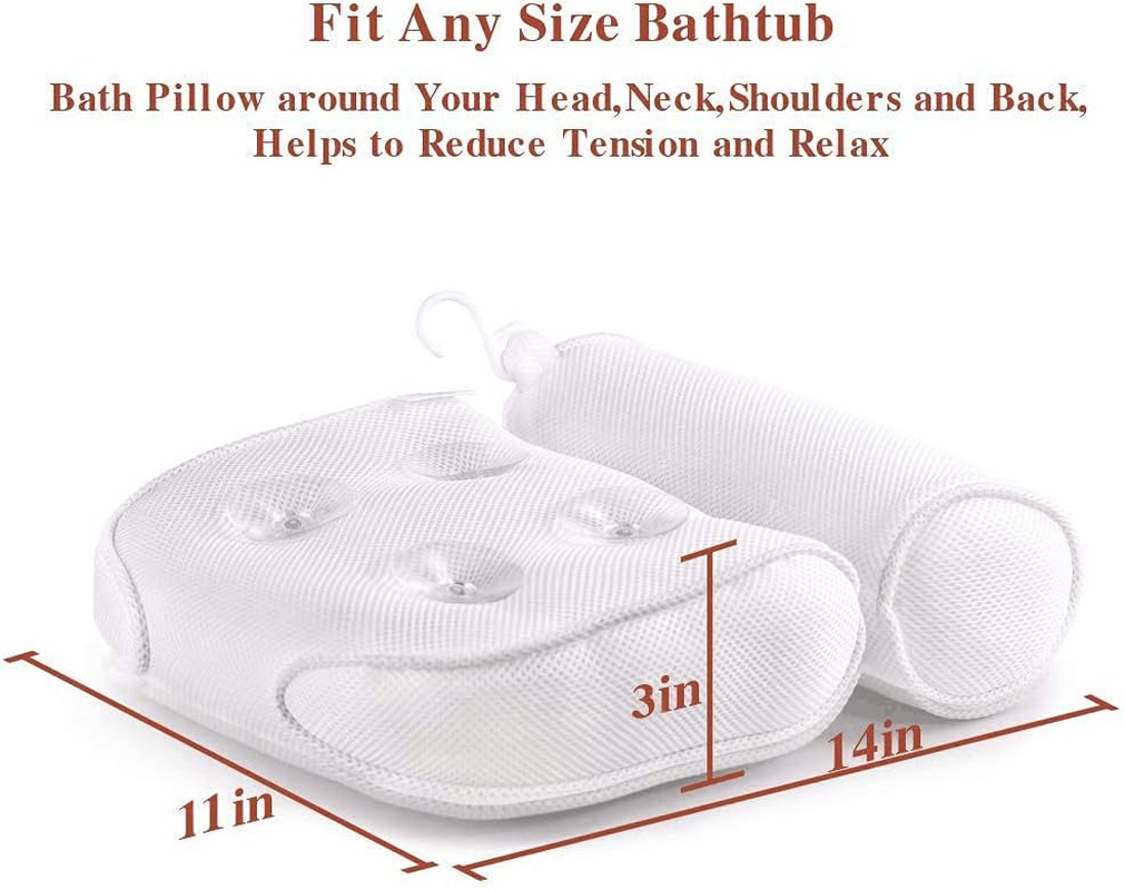Spa Bath Pillow-Luxury Bathtub Cushion Head,Neck,And Shoulder Support with Six Non-Slip Strong Suction Cups image number 4