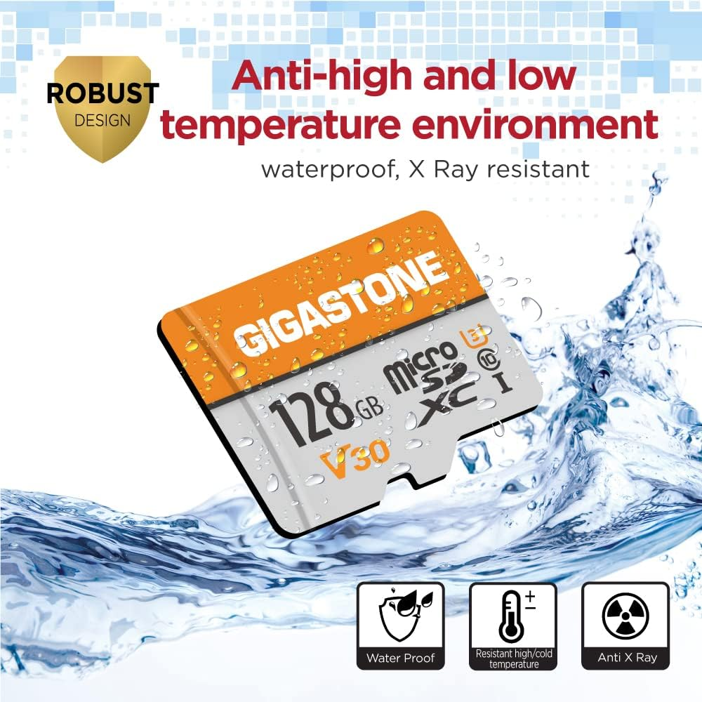 Gigastone 128GB 5-Pack Micro SD Card, 4K UHD Video, Surveillance Security Cam Action Camera Drone Professional, 95Mb/S Micro SDXC UHS-I A1 Class 10 image number 4