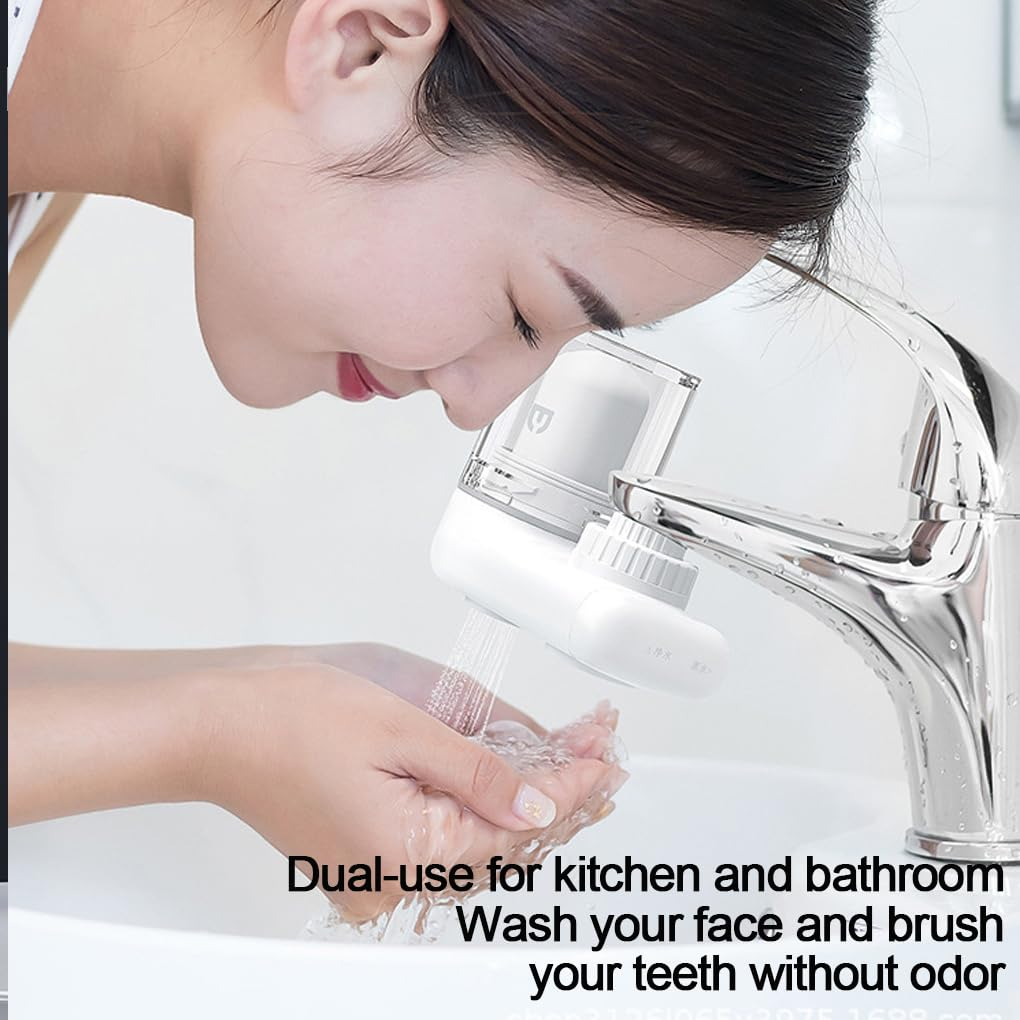 CLSSLVVBN Vertical Faucet Mount Water Filtration System Tap Water Treatment Filter with 2 Cartridges (Gray Transparent) image number 5