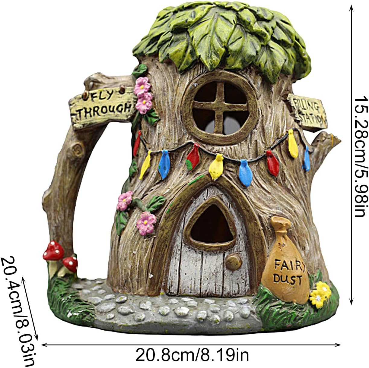 Solar Light Fairy Garden House, Fairy Garden House Solar Outdoor Statue, Backyard Halloween Decoration, Outdoor Statues, Outdoor, Lawn Ornaments for Home and Outdoor Decor Pochy image number 5