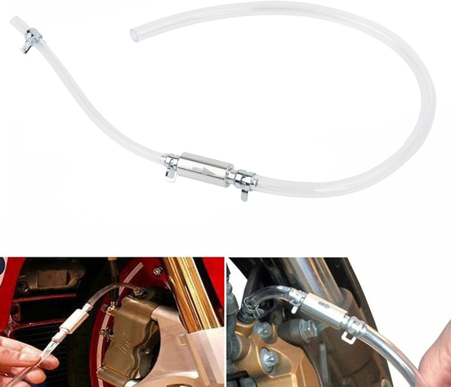 RCKEY Hydraulic Brake Bleeder Tool Lockable Automotive Brake Fluid Bleeder Bleeding Hose with Non Return One Way Check Valve image number 2