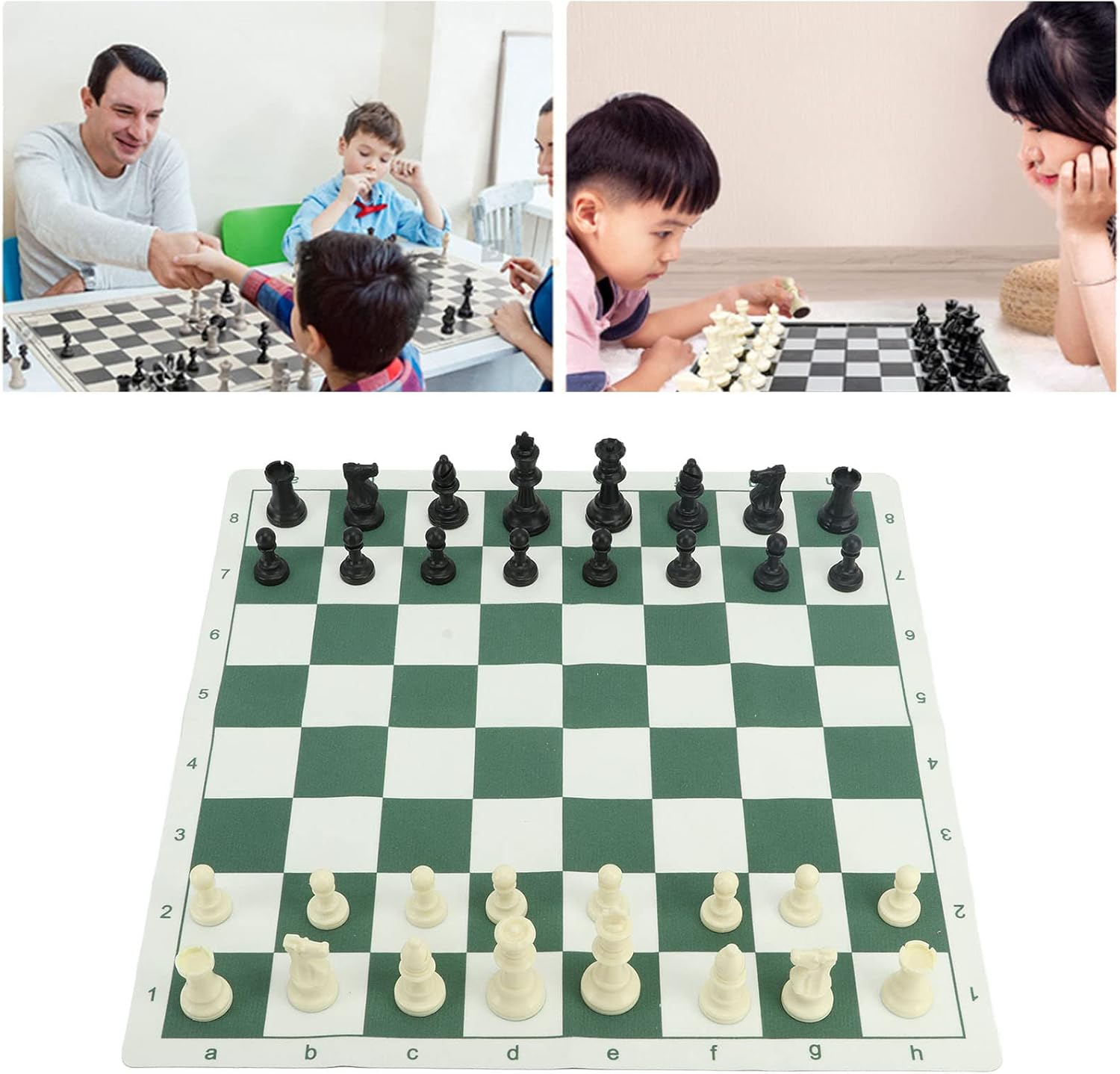 Chess Set, 16.9 X 16.9In Portable Travel Chess Board Game Sets Wear Resistant anti Skid Board Game with PU Mat Storage Bag for Family Gatherings, Travel, Camping image number 2
