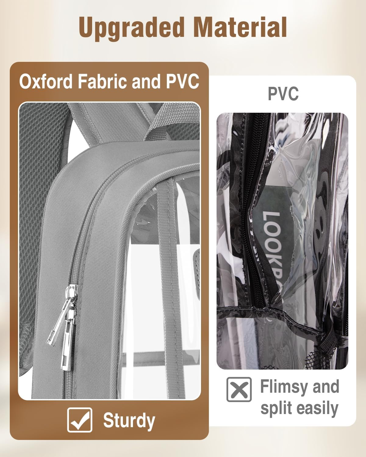 Soimeat Clear Backpack Heavy Duty Clear Bookbag image number 5