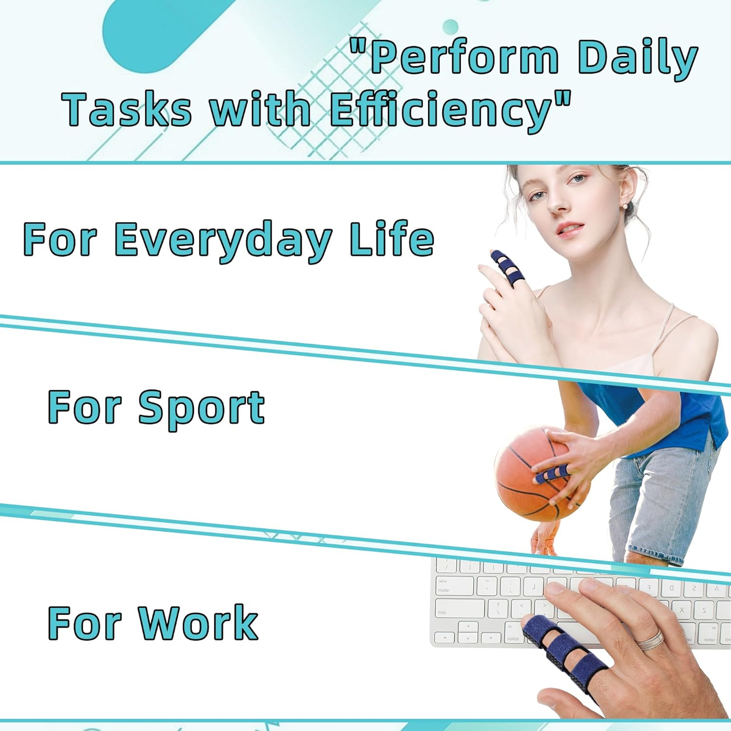 Trigger Finger Splint, 4PCS Finger Splint 3 Straps Trigger Fingers Brace Support for Arthritis Broken Mallet Finger Splint Finger Protector Finger Splints for Arthritis Aids Pain Relief