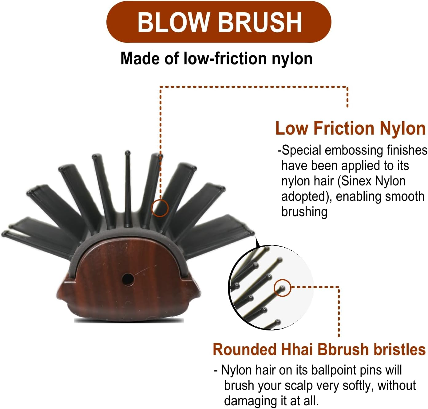 Vess C-2000 Professional Hair Brush Tourmaline Ceramic 9 Row round Tip Curved Pad Anti-Static Natural Rubber Specialized Pin Structure image number 6