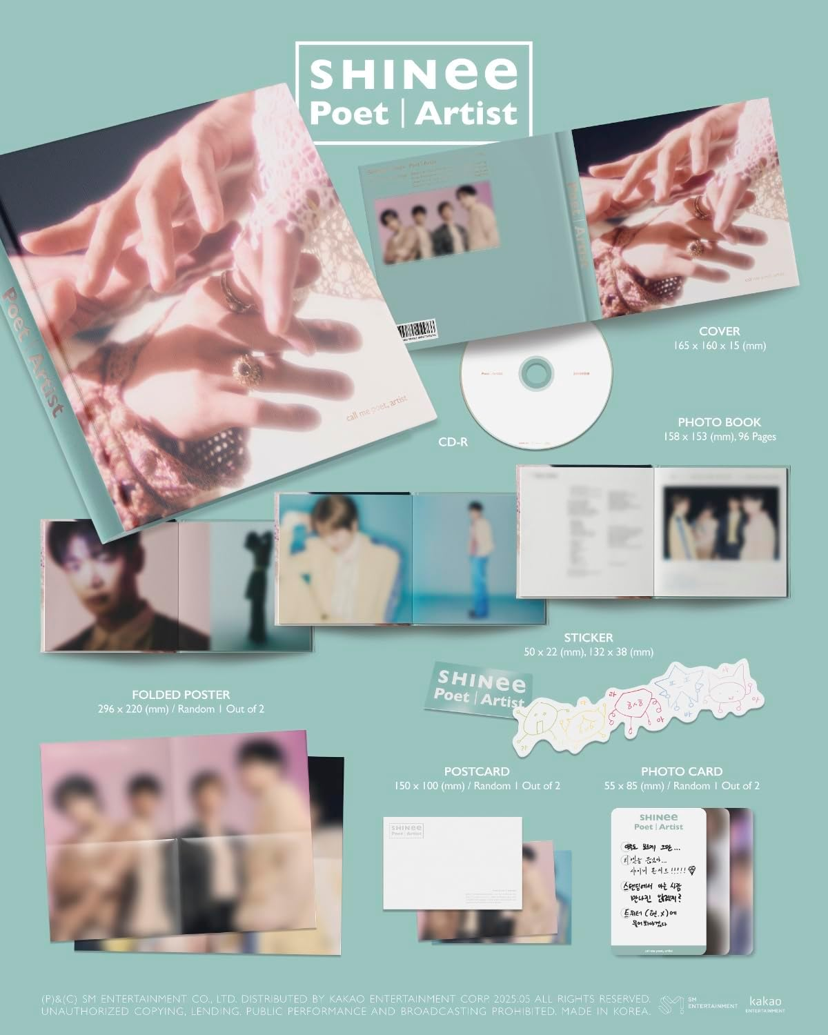 Shinee Poet | Artist Single Album Photobook Version Cd+96P Photobook+1P Folded Poster on Pack+1P Postcard+2Ea Sticker+1P Group Photocard+Tracking Sealed image number 1