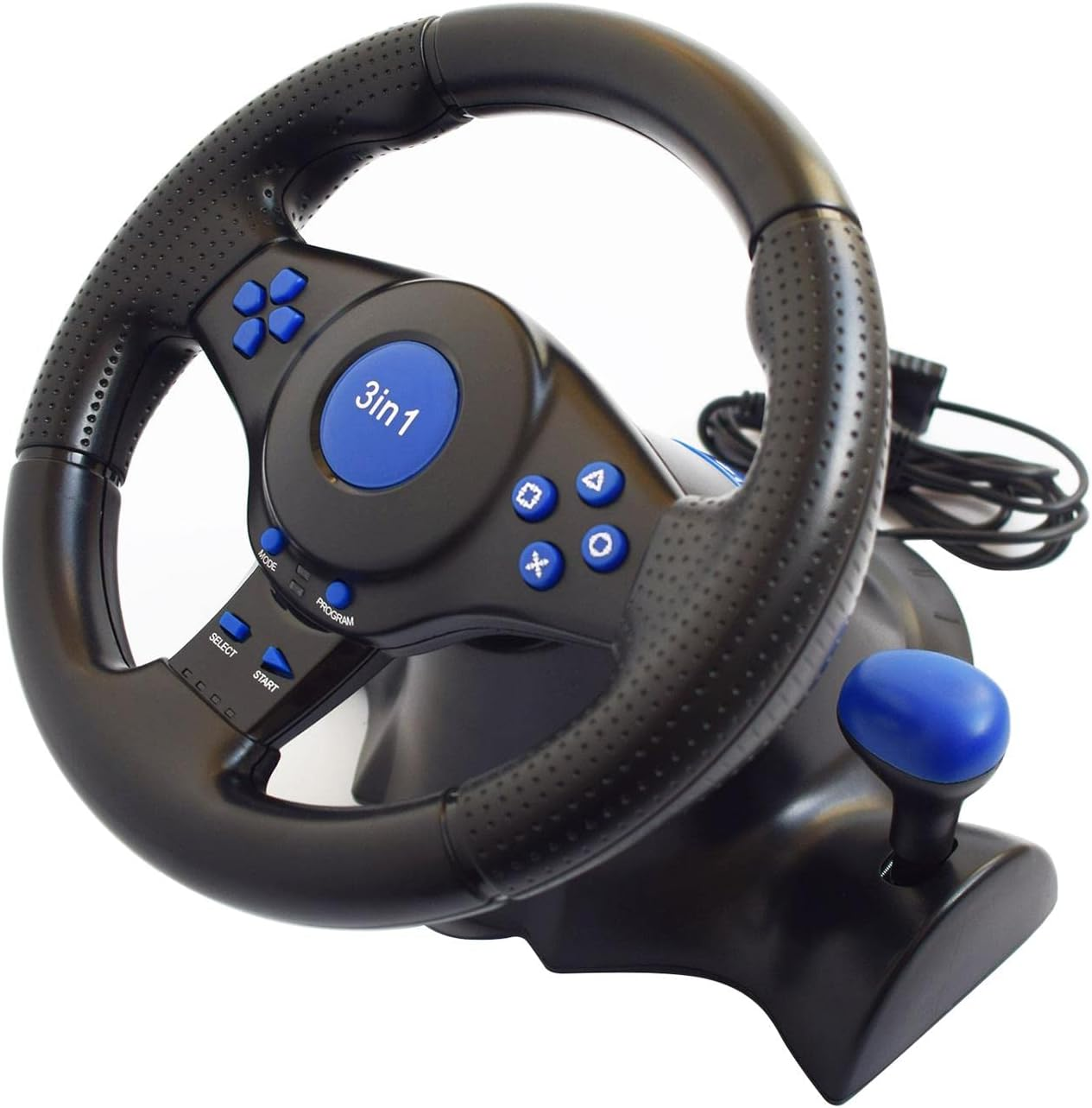 Racing Steering Wheel for PS3 PC Game, USB Vibration, with Pedals Brake image number 3