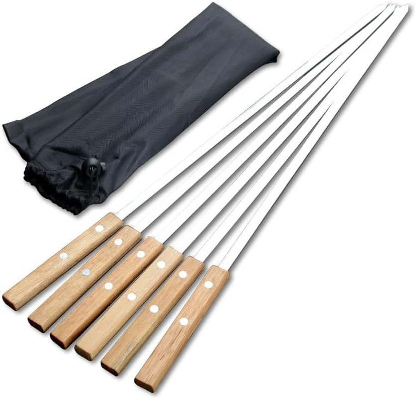 55Cm Stainless Steel BBQ Skewers Set of 6 &ndash; Extra Wide 10Cm Flat Blade for Koubideh & Churrasco, Heavy-Duty Grilling Tools for Persian Backyard BBQ & Outdoor Camping image number 2