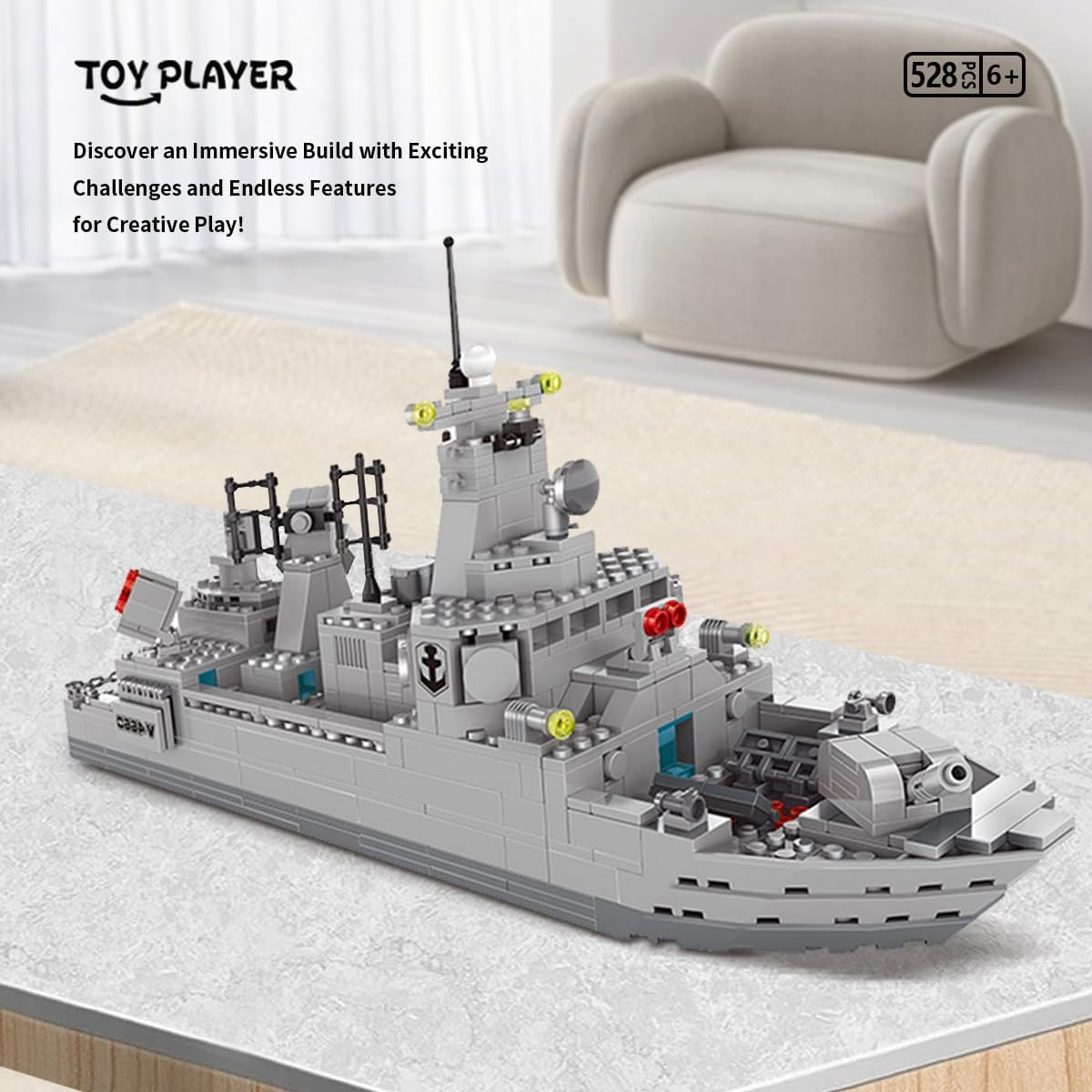 Navy Destroyer Building Set, Battleship Building Toy, a Gift Compatible with  Sets for Boys 8-14 & Adults (528Pcs) image number 3