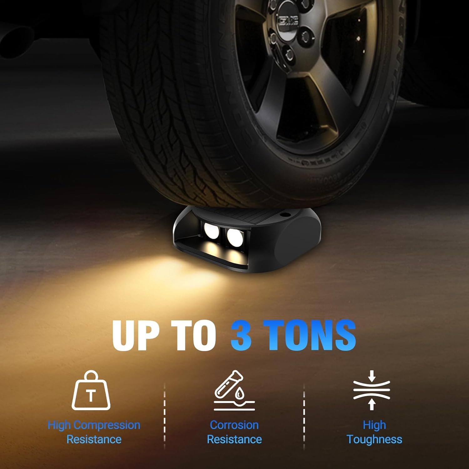 Quntis Solar Decking Lights 4 Pack, Warm White Solar Ground Light IP65 Waterproof, Pressure Resistant 3 Tons Driveway Dusk to Dawn Stair Lights for Lawn Patio Walkways Sidewalk Front Door Driveway image number 1