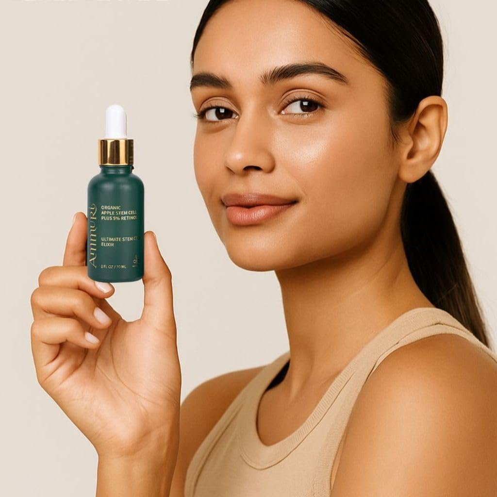 Ammuri 24-Hour Retinol Serum 5% + Apple Stem Cell Rejuvenating Face Serum with Vitamin C for Anti-Aging, Hyperpigmentation, Mature Skin Wrinkles, Dark Spots & Glowing Skin &ndash; 30Ml image number 6