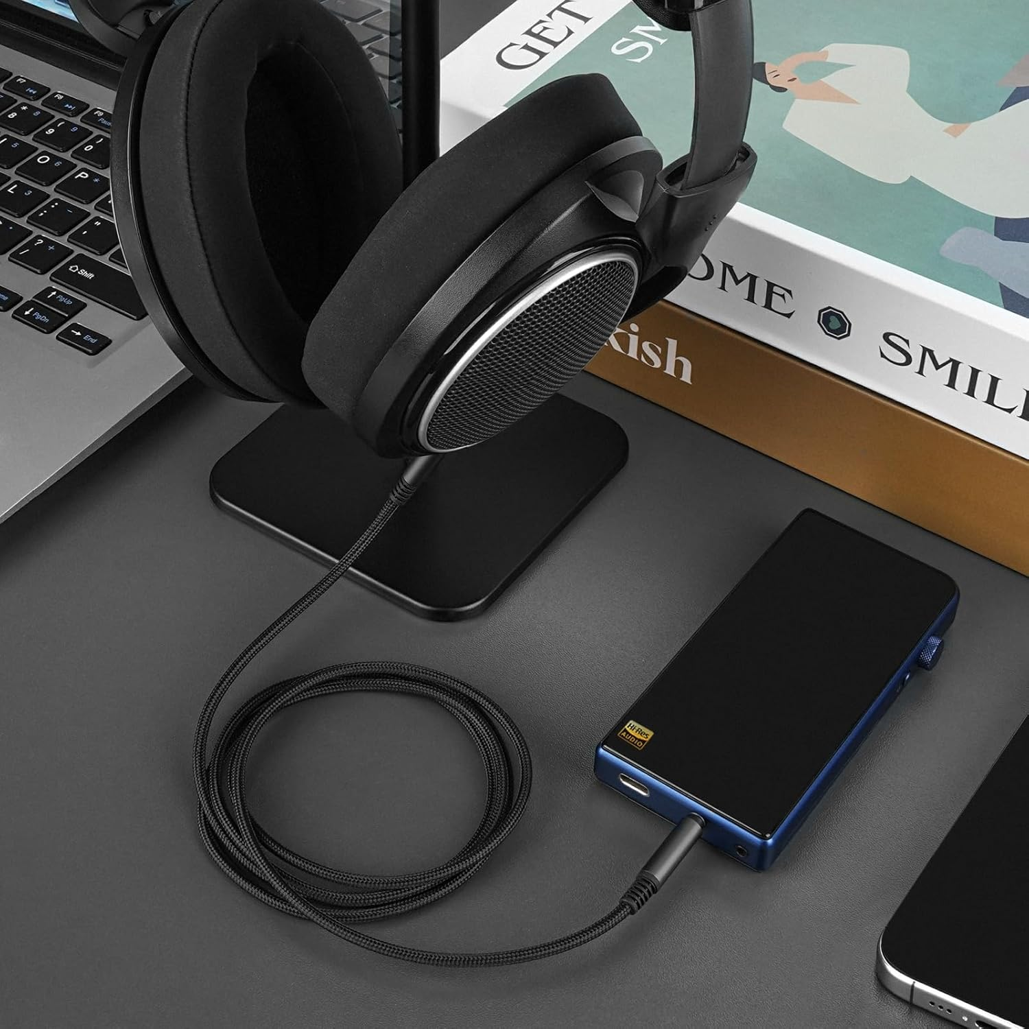 Geekria Audio Cable Compatible with Sennheiser HD 620S/599SE/599/598/598SE/560S/550/505/400PRO Headphones, 3.5Mm to 2.5Mm Braided Nylon Replacement Cord (Black 4Ft / 1.2 M) image number 2