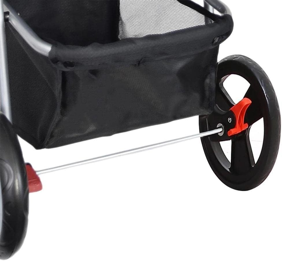 Pawz 4 Wheels Pet Stroller Dog Cat Cage Puppy Pushchair Travel Walk Carrier Pram Black, Collapsible for Storage Travel Pet Pram, Removable Cushion Dog Car Seat, Dog Cat Stroller with Coffee Cup Holder image number 4