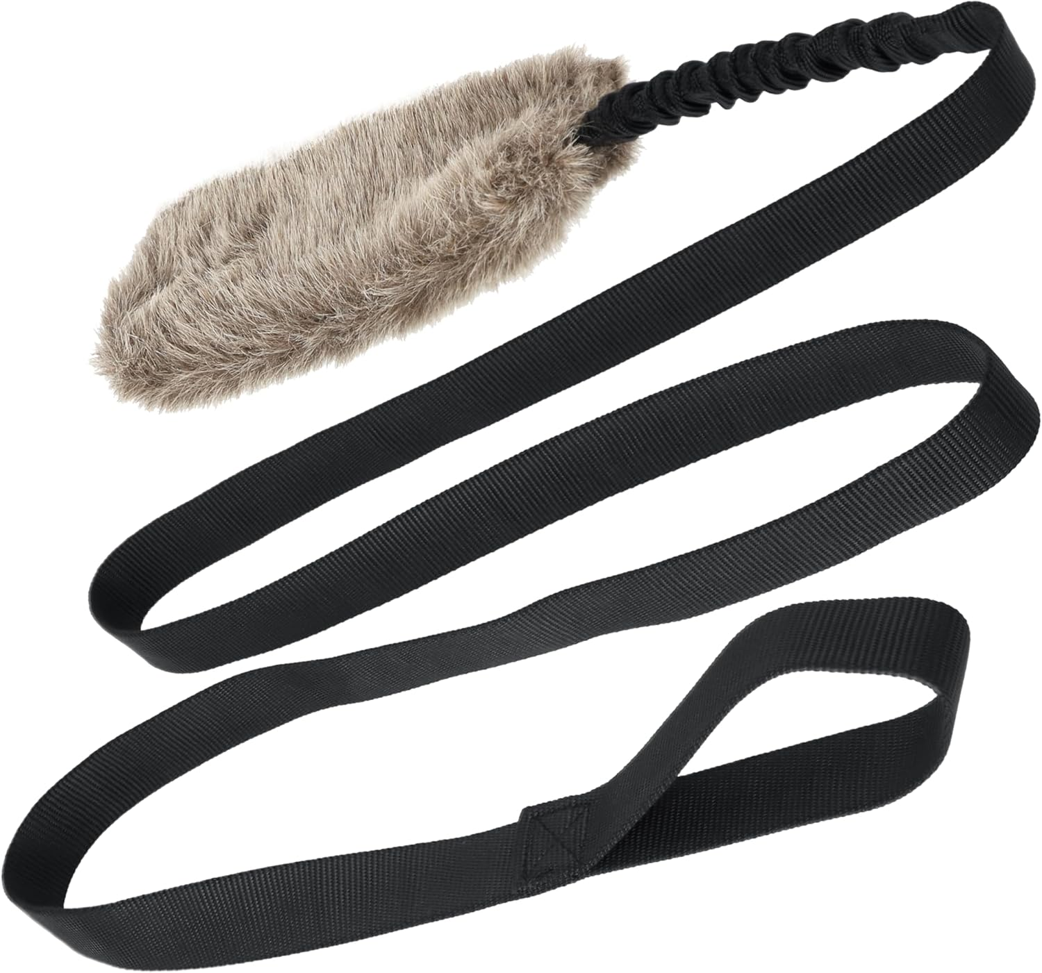 Dingo Fleece Dog Toy Artificial Fur Racer Squeaky Teaser Dog Wand 150 Cm Long Bungee Handle for Agility, Dog Training, Reward, Retrieve, Chasing, Play Black (15585) image number 4
