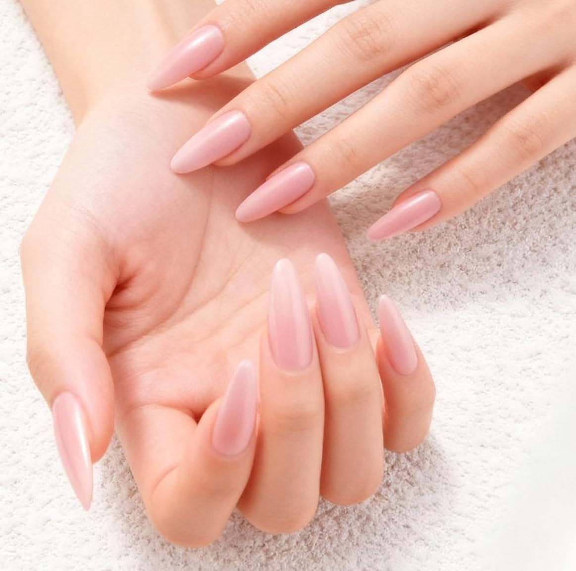 Teccfly 48 Pcs Acrylic French False Nails, Short Press on Nails French Tip - Nude Fake Nails with Jelly Adhesive Tabs, Easy DIY Stick on Nail Art for Women​ Girls,Ideal Choice for Christmas Parties