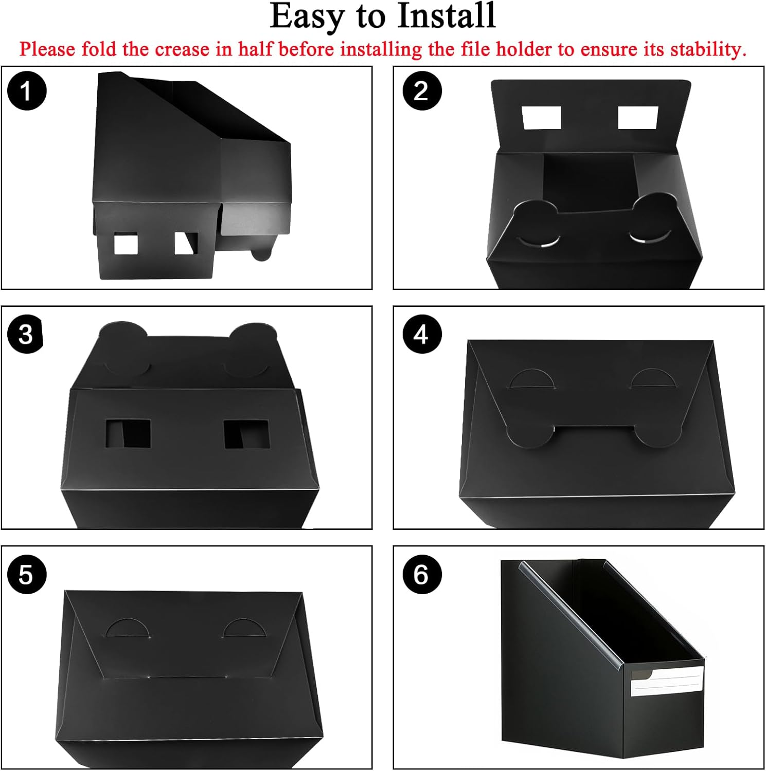 SAYEEC Black Plastic Magazine File Holder, 3 Pack Foldable Folder Holder with Labels, Vertical File Paper Organizer Magazine Storage Box Rack Book Bins for Desk, Shelves, Classroom, Office, Home image number 6