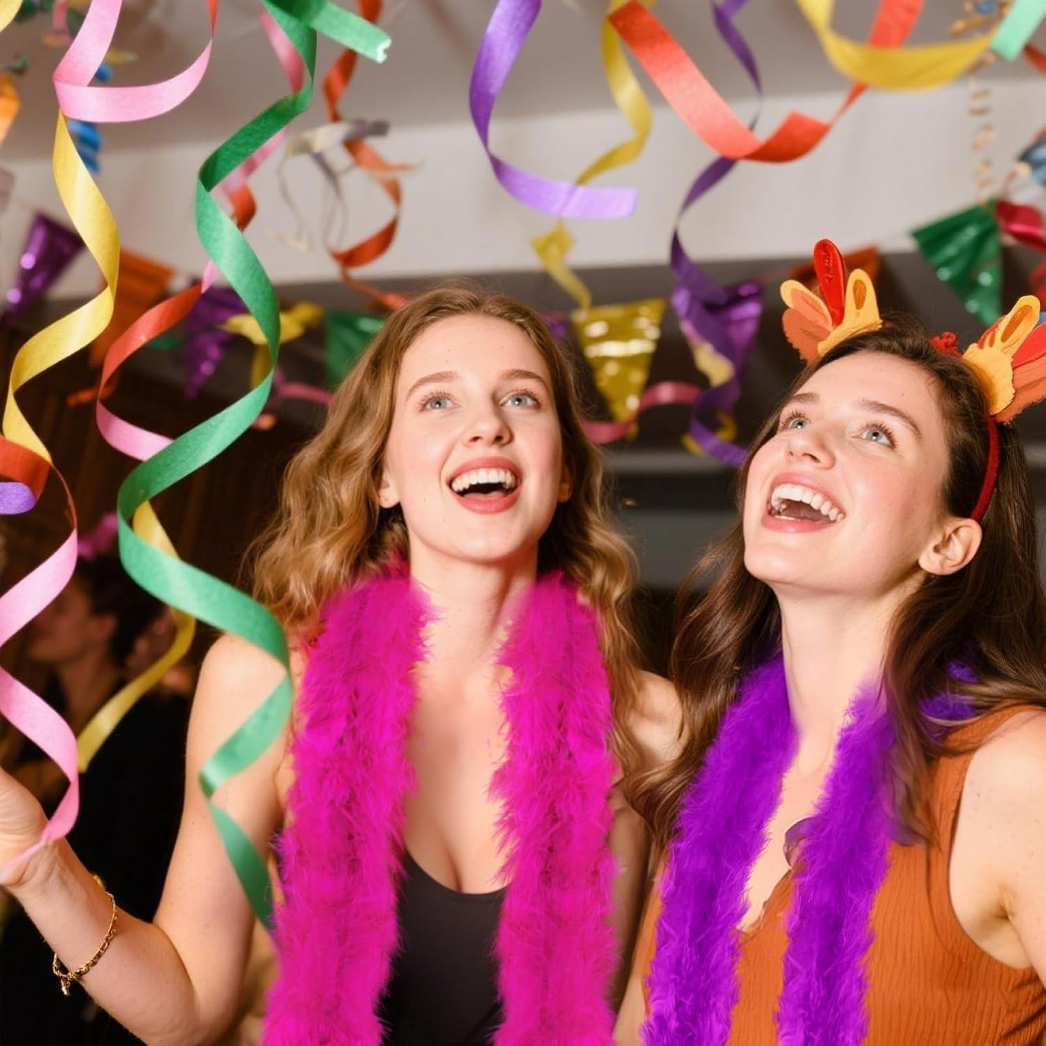 Dqwtb 10 Pcs Feather Boas Artificial Fluffy Boas 6.6Ft Colorful Feather Boas Rainbow Feather Scarf for Women Girls Costume Christmas Birthday Wedding Halloween Party Bulk image number 4