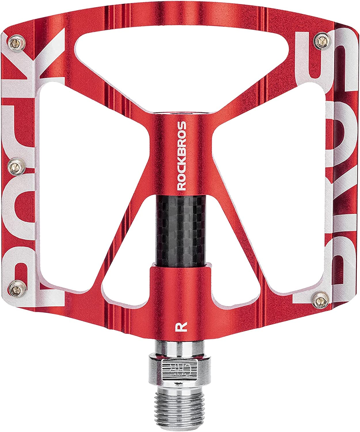 ROCKBROS Mountain Bike Pedals MTB Pedals CNC Non-Slip Lightweight Aluminum Alloy Bicycle Pedals Sealed Bearings Bicycle Platform Pedals 9/16" BMX Road Bike Pedal - Red image number 2