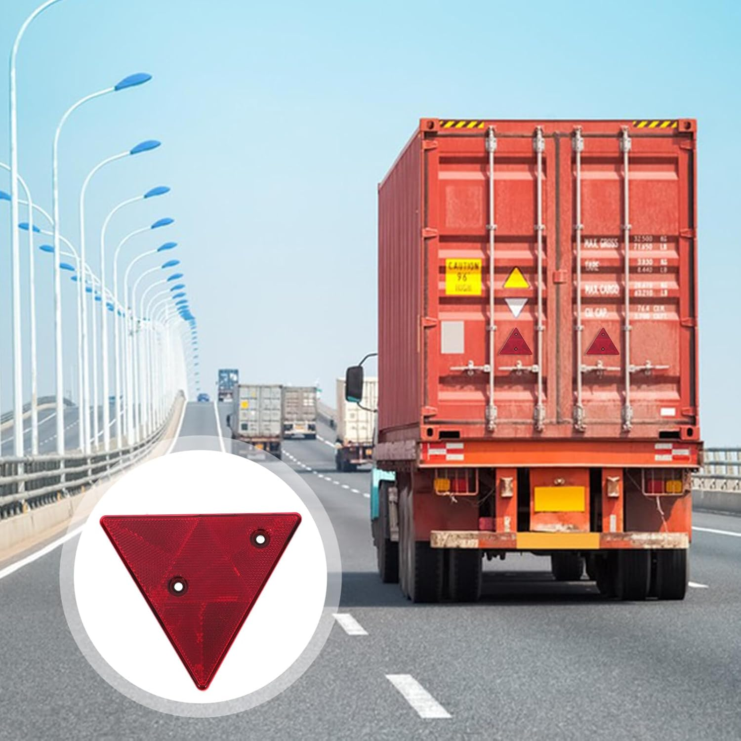 SOLUSTRE Reflective Triangle Warning Sign for Vehicles Emergency Roadside Signal High Visibility for Trucks and Trailers Easy Installation Pre-Drilled image number 2