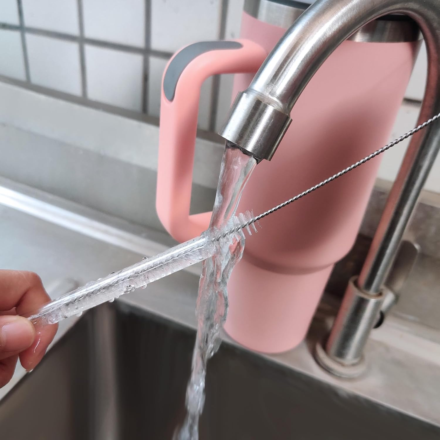 Ajedrmy Straw Cleaner Brush for Stanley, 6Pcs Reusable Extra Long Straw Cleaner for 40/30/20 Oz Stanley Mug, 10Mm Wide Drinking Straw Cleaning Brush for Sippy Cup, Water Bottle and Tubes image number 1