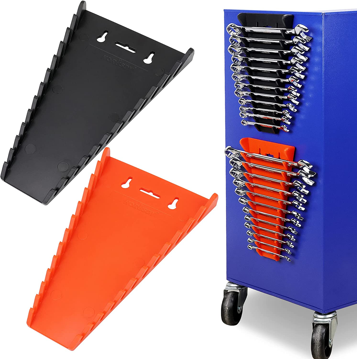 HORUSDY 2-Piece Magnetic Spanner Holder, Magnetic Wrench Organizer, Magnetic Spanner Storage Rack, SAE(1/4" - 1/16") and Metric(6Mm-24Mm) image number 5