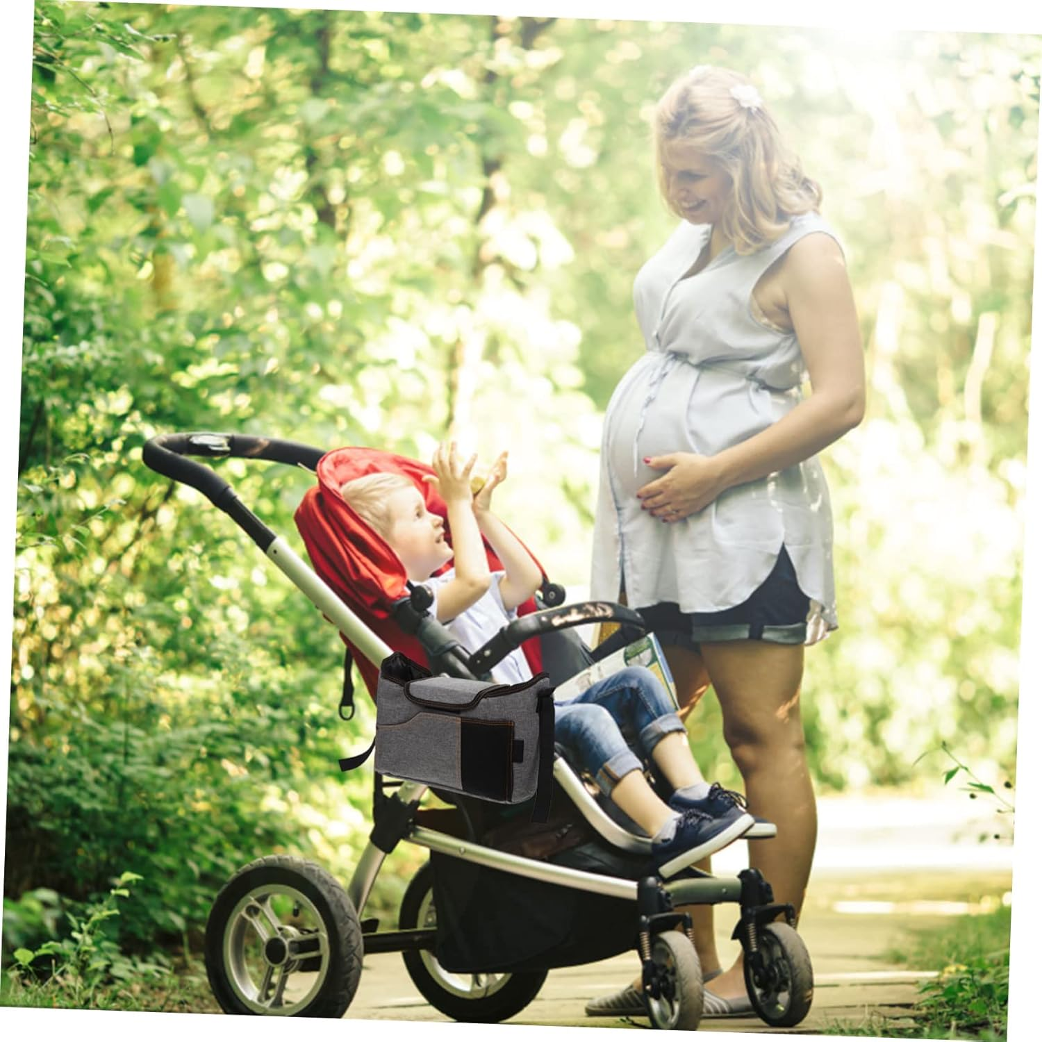 Stroller Hanging Pouch and Baby Diaper Bag Purse for Newborns, Adjustable Shoulder Strap, Waterproof Storage Organizer for Baby Supplies and Stroller Accessories image number 1