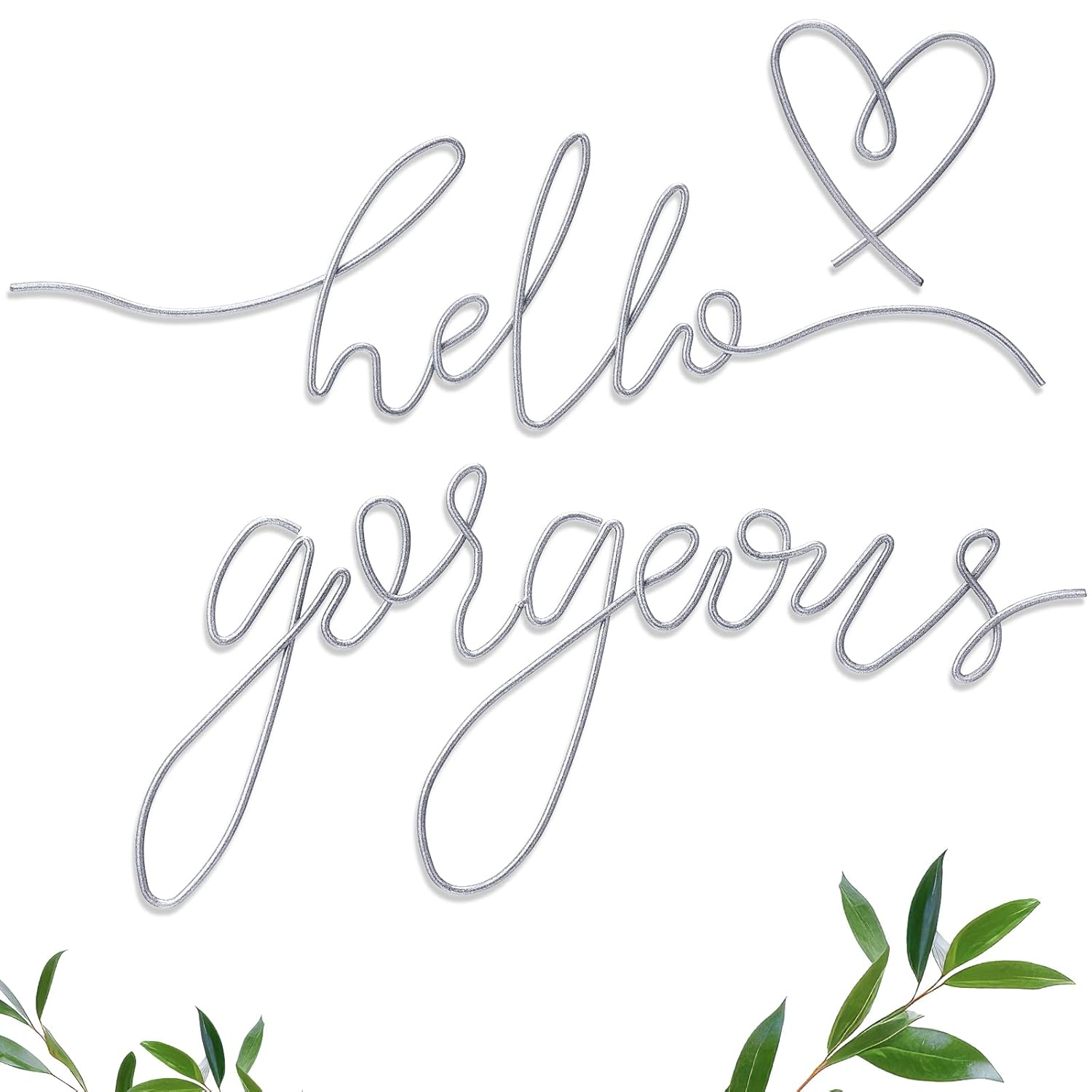 Hicarer Hello Gorgeous Metal Wall Art Decor Minimalist Decoration Metal Hello Gorgeous Decorative Sign for Living Room Office Bedroom Hotel Home Wall Decoration(Gold) - Gold image number 1