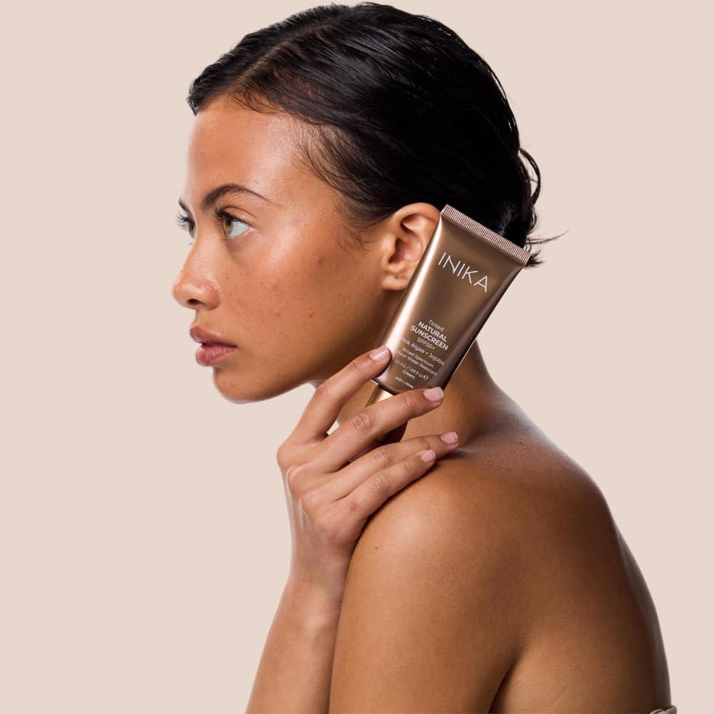 INIKA Tinted Natural Sunscreen SPF50+ | Sun Protection + Tinted + Skincare. Prevents UV Damage + Anti-Ageing Pink Algae & Jojoba Oil. Broad Spectrum, 100% Mineral Non-Nano Zinc Oxide. 50Ml image number 1
