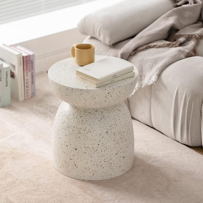 BRMM MIA round Side Table,End Table, Vintage Terrazzo Coffee Tables, Bedside Table for Living Room, Bedroom, Office, Cafe, Waterproof Concrete Stool Stand Outdoor（Style 1 image number 2