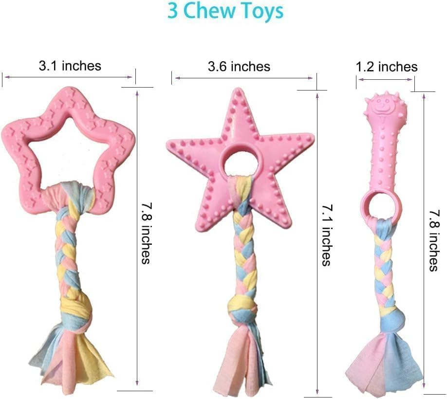 Puppy Toys for Teething, Puppy Chew Toys for Small Dogs, Crinkle Dog Toys Small Breed Boredom and Stimulating, Dog Toys for Small Dogs, Pink, 5-Pack image number 4